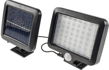 LED Solar Wandleuchte m. Bewegungsmelder / 300lm, 6000K, Akku, externe Solarzelle