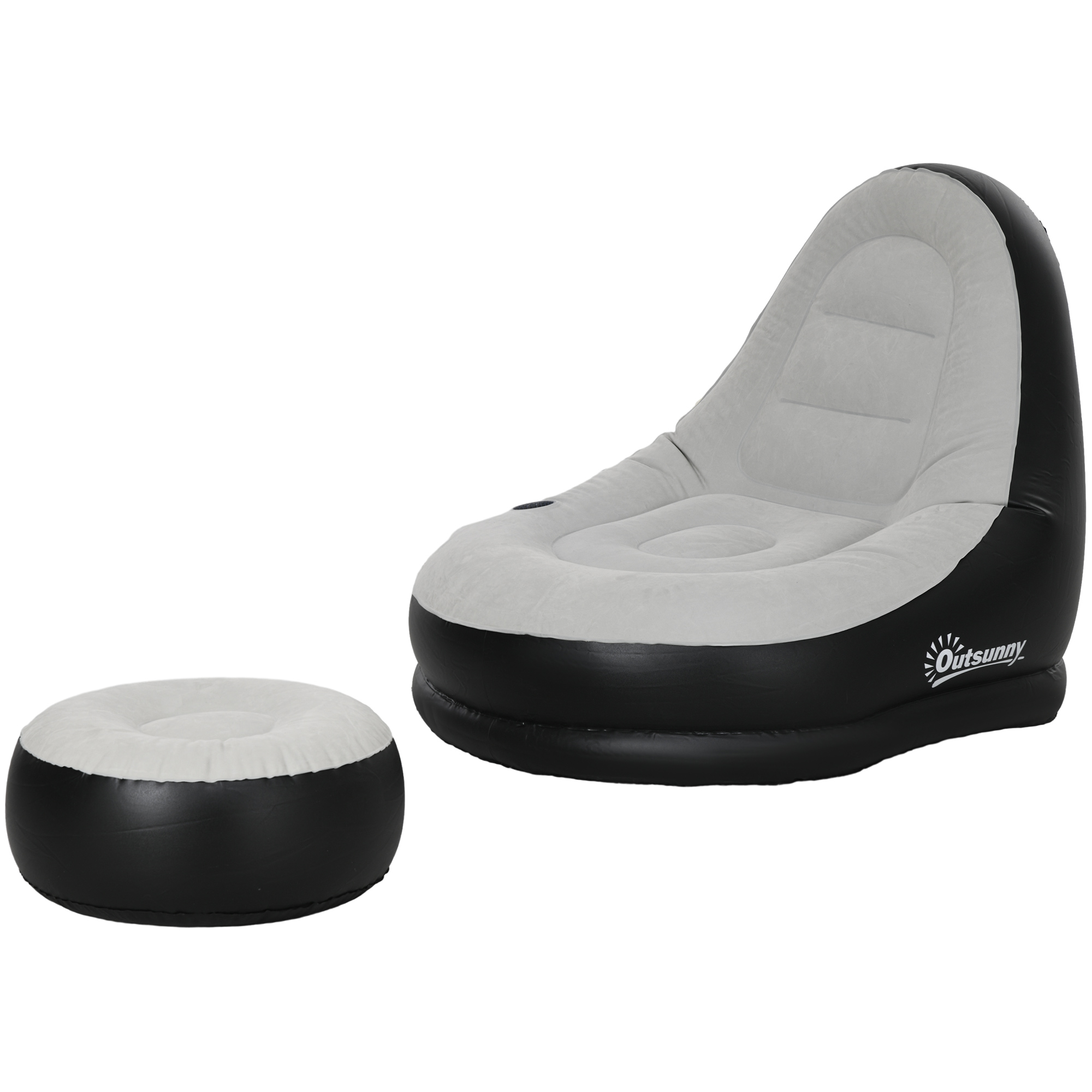 aufblasbarer Sessel, Luftsessel, Outdoor-Sessel, 125 x 100 x 87cm, Grau + Schwarz
