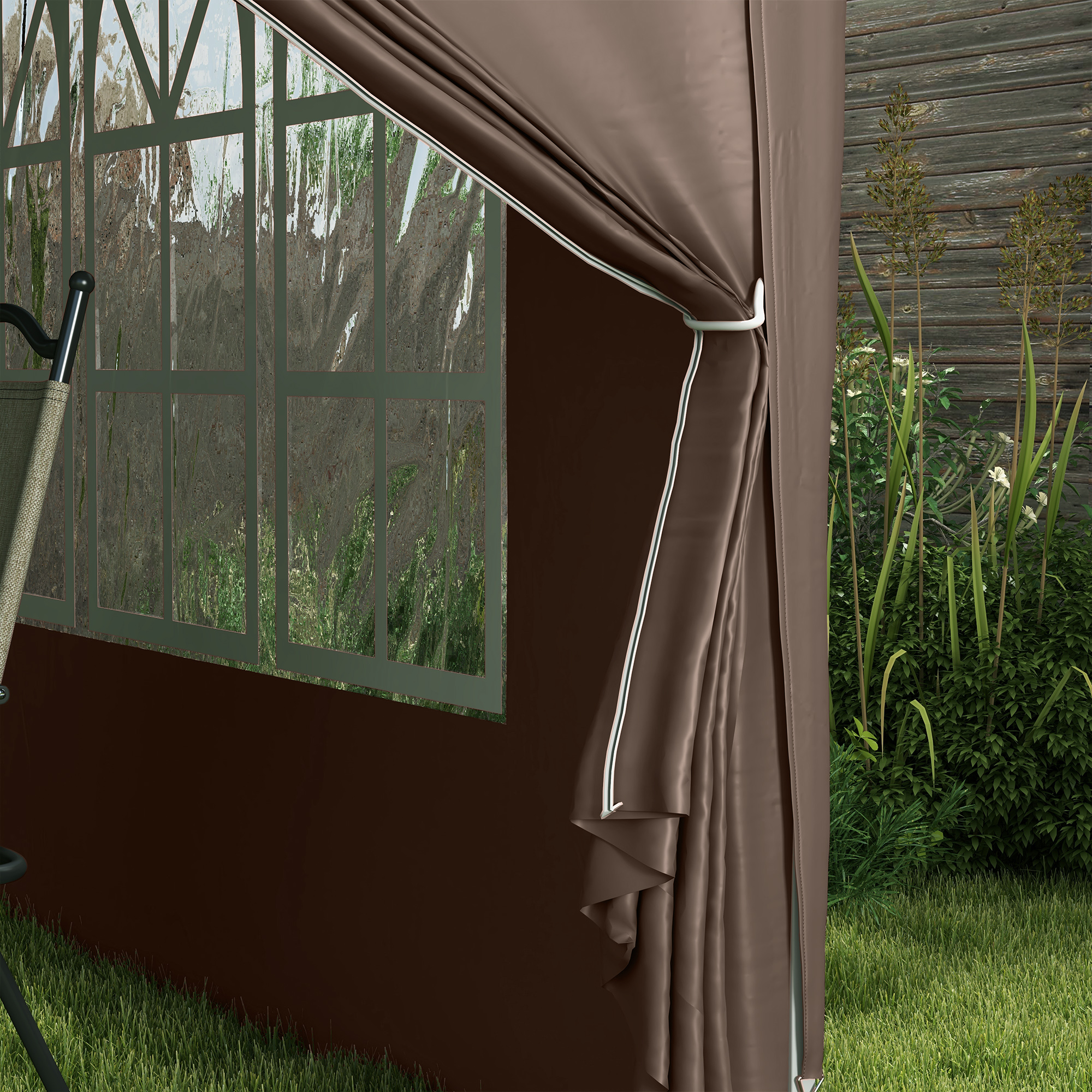 3 x 3 m Pavillon mit 4 Seitenwänden, Fenster, Festzelt mit UV-Schutz, Gartenzelt inkl, Tragetasche, Stahl, Kaffee