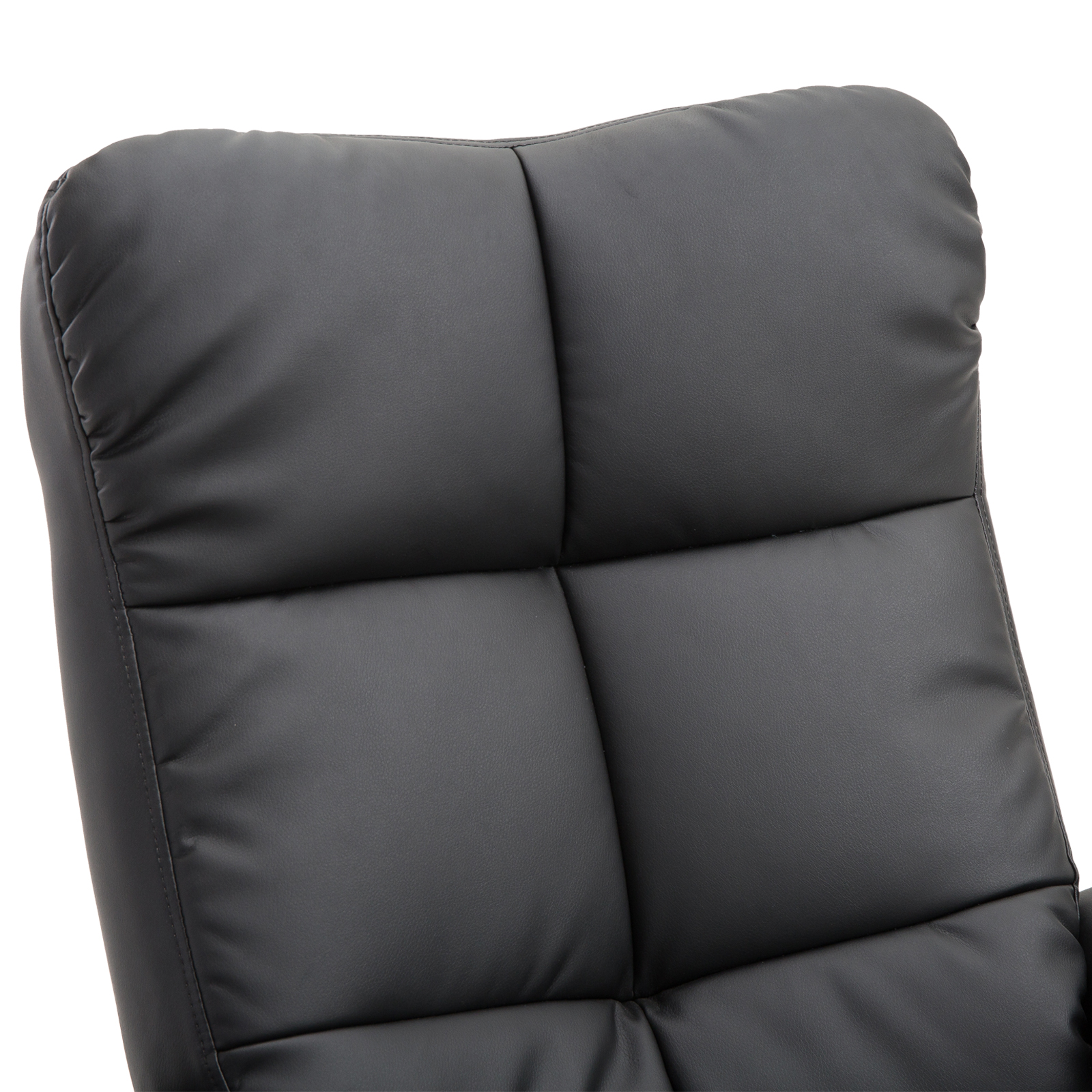 Relaxsessel mit Hocker, Stauraum, Gepolstert Fernsehsessel mit Liegefunktion, 360° Drehbar TV-Sessel für Schlafzimmer, Wohnzimmer, Kunstleder, Schwarz
