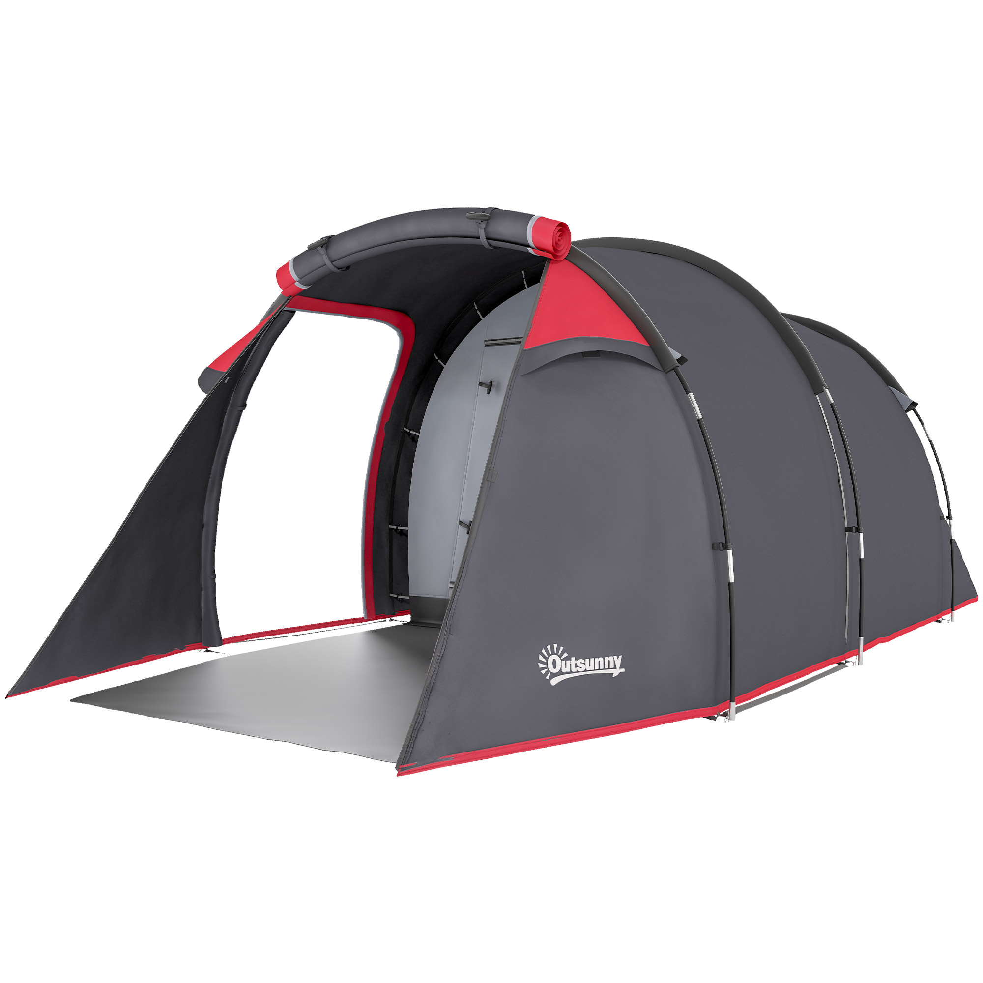 Campingzelt, Wurfzelt für 2-3 Personen, Vorraum & Schlafbereich, wasserdicht, 426 x 206 x 154 cm, Grau