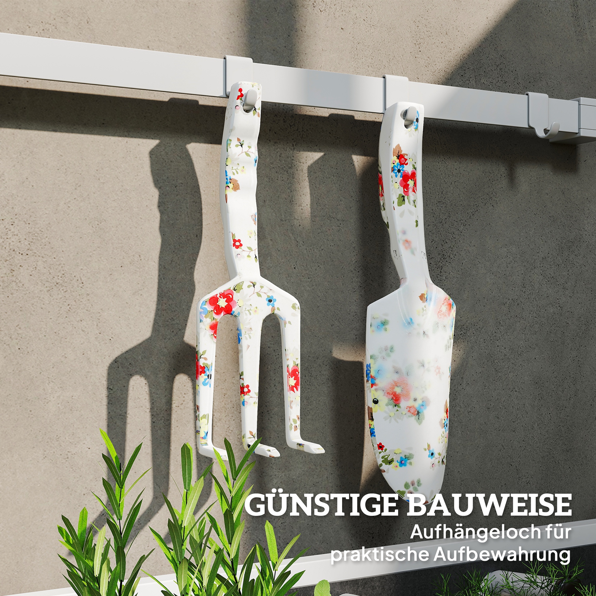Gartenwerkzeug Set 3 Stück Garten Werkzeug aus Metall mit Blumenkelle Handrechen Gartenschere