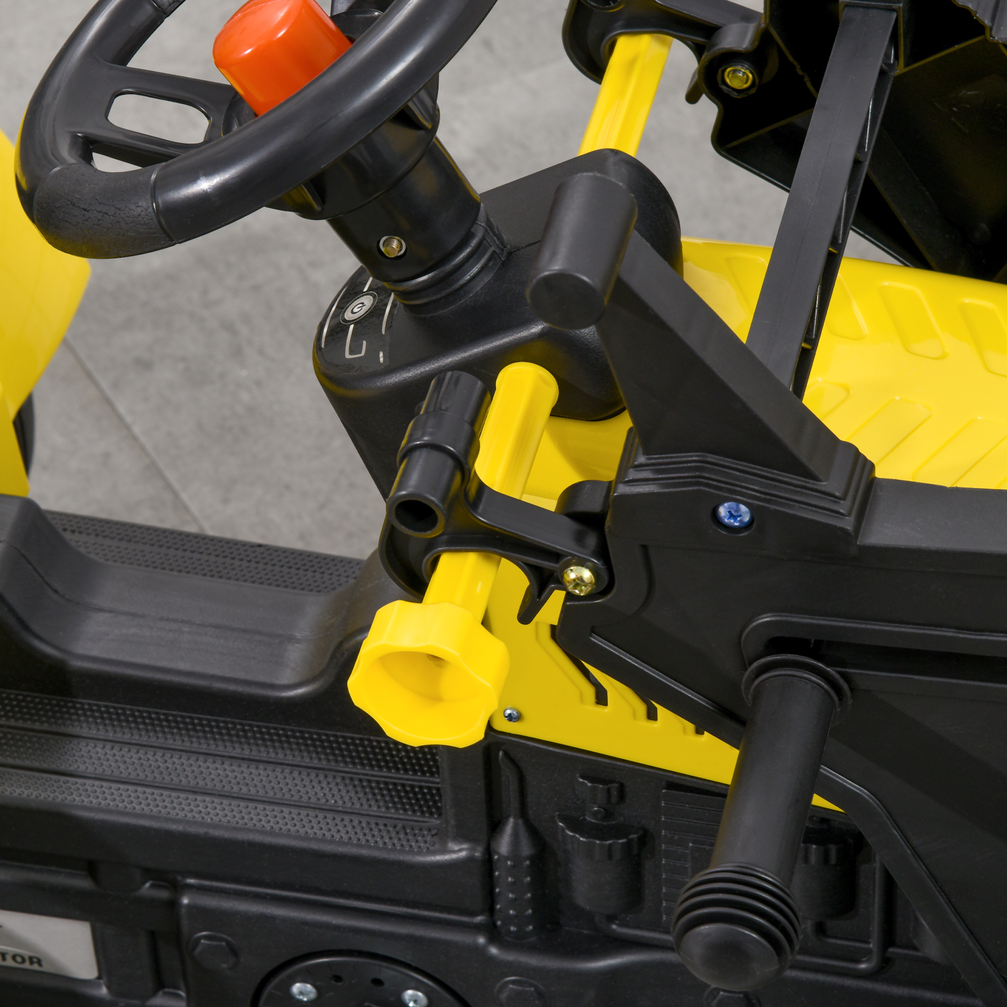 Kinder-Radlader, bewegliche Schaufel, Hupe, Pedalantrieb, ab 3 Jahren, Metallrahmen, gelb, 114 x 41 x 52 cm