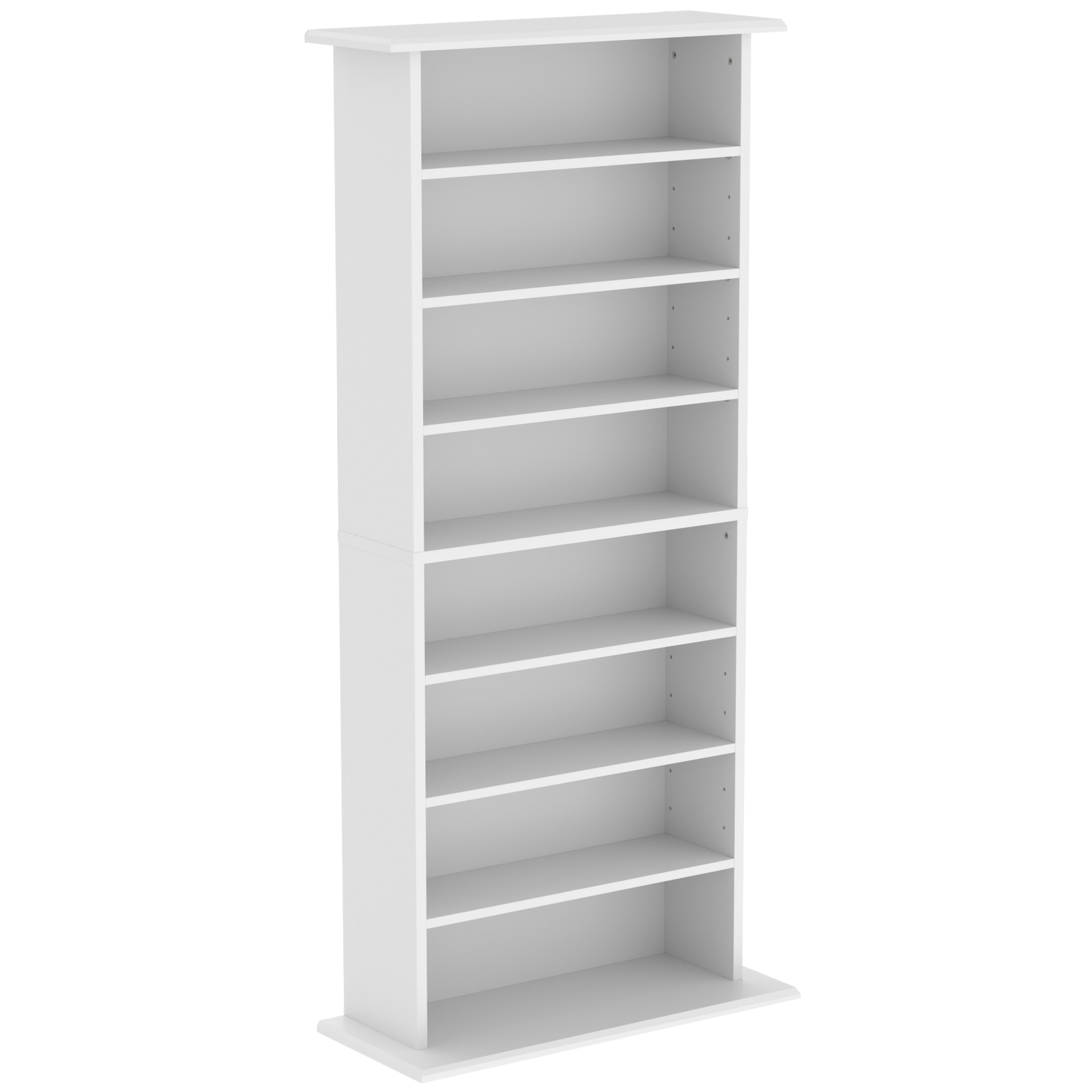 Schmaler Medienschrank, 8 Ebenen, 6 verstellbare Einlegeböden, 8 Fächer, für 360 CDs, Weiß
