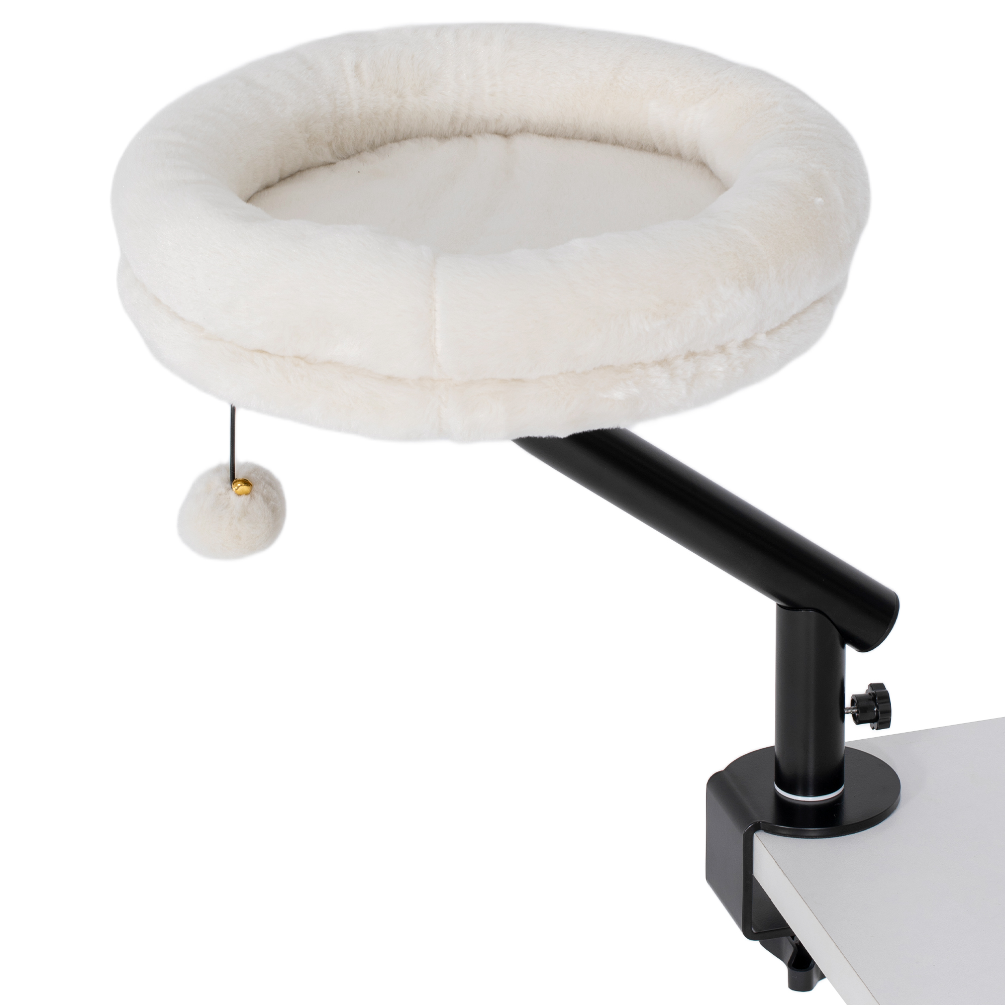 Katzen-Schreibtischbett, Katzenbett für Schreibtisch mit 360°Drehung, verstellbarer Höhe, Katzenliege mit abnehmbarem, maschinenwaschbarem Bett, für Katzen unter 6 kg, Heimbüro, Cremeweiß Katzen-Schreibtischbett, Katzenbett für Schreibtisch mit 360°Drehung, verstellbarer Höhe, Katzenliege mit abnehmbarem, maschinenwaschbarem Bett, für Katzen unter 6 kg, Heimbüro, Cremeweiß