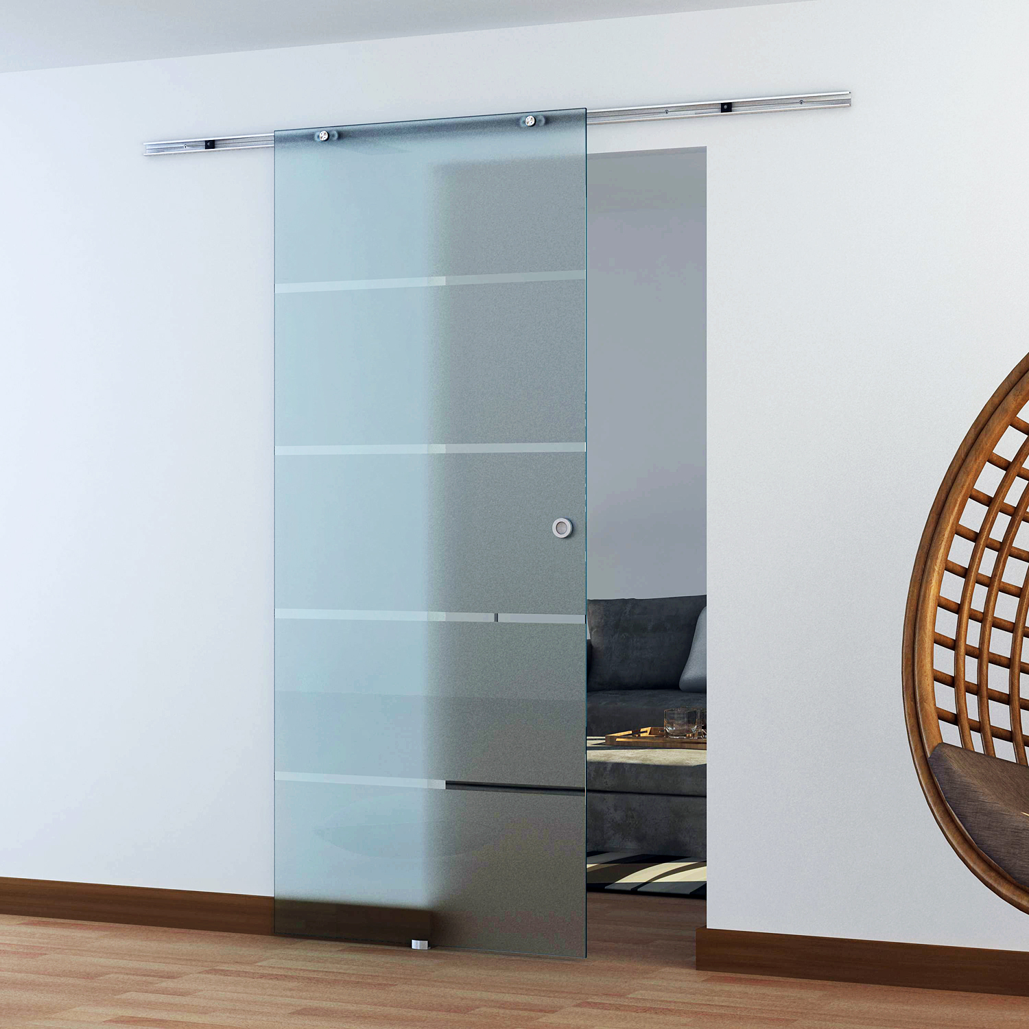 Glasschiebetür Schiebetür Glastür Zimmertür teilsatiniert 900 x 2050 mm