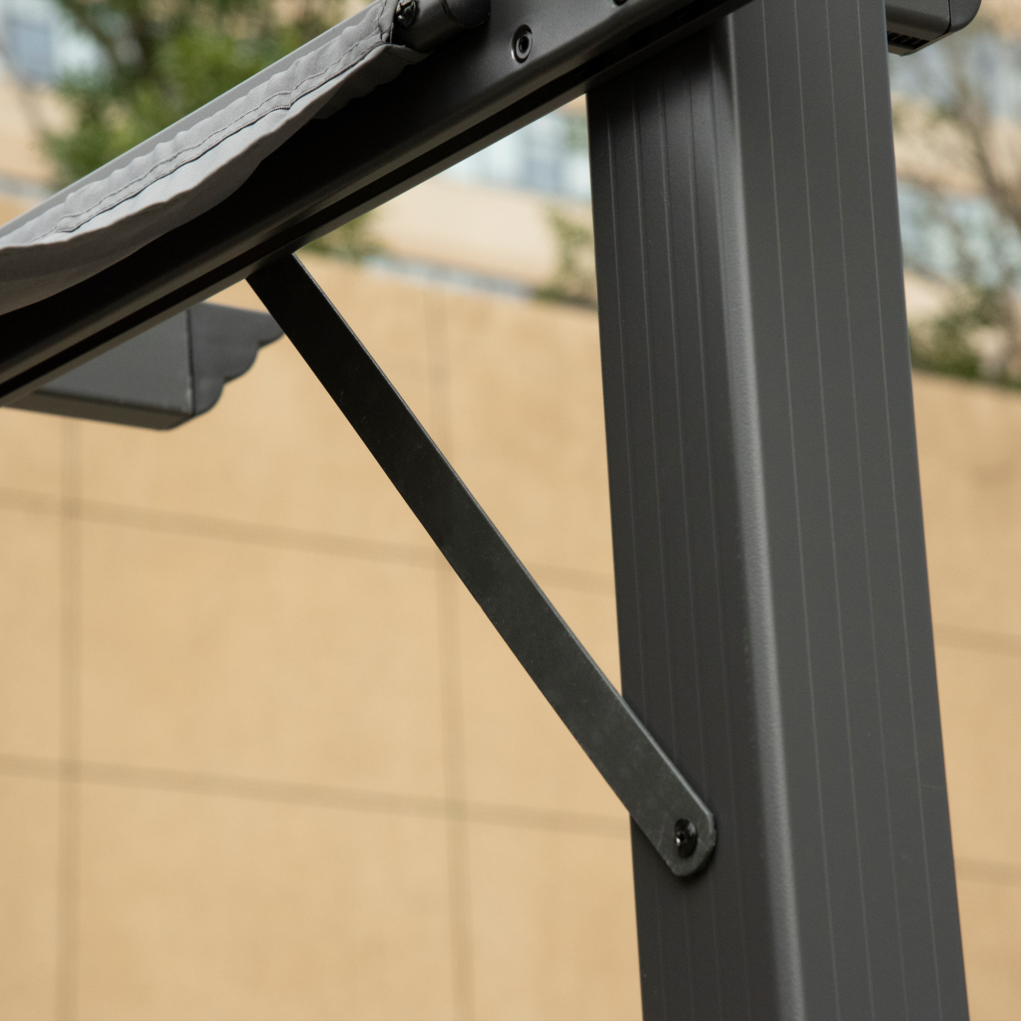 Pergola Pavillon Terrassenüberdachung mit Schiebedach Garten Alu Kohlegrau+Dunkelgrau 3x3x2,23 m