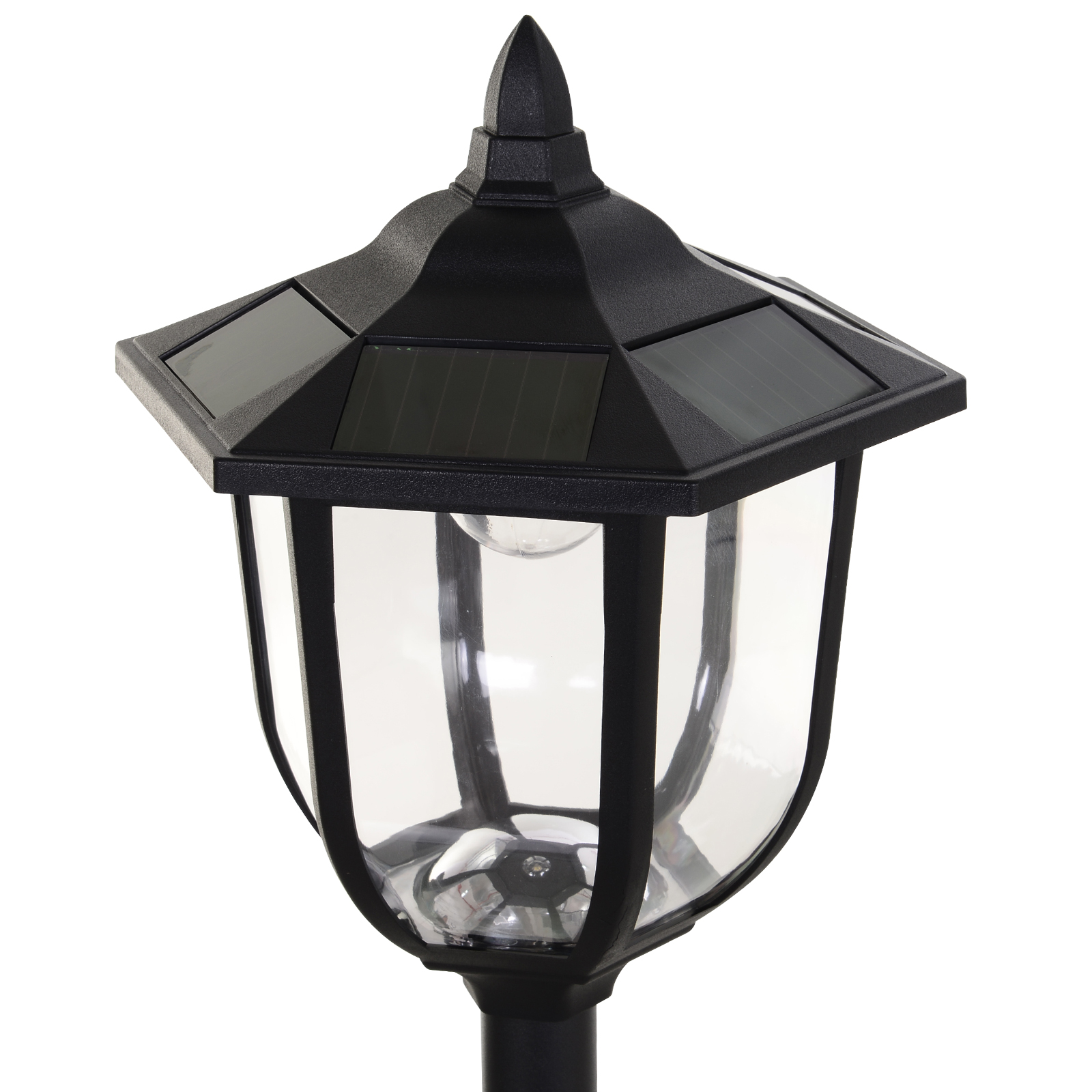 Solar LED Gartenlaterne, Laterne aus Kunststoff, Außenleuchte für Innen und Außen 177 cm hoch, Gartenleuchte, 30/60 Lumen, für Garten Balkon Deko Schwarz