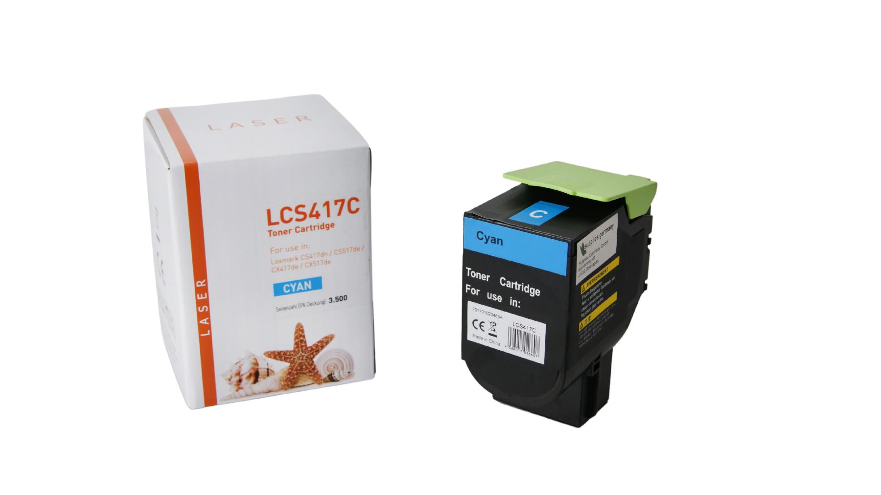 CS417C alternativ Toner Cyan für Lexmark / 71B2HC0 / 3.500 Seiten