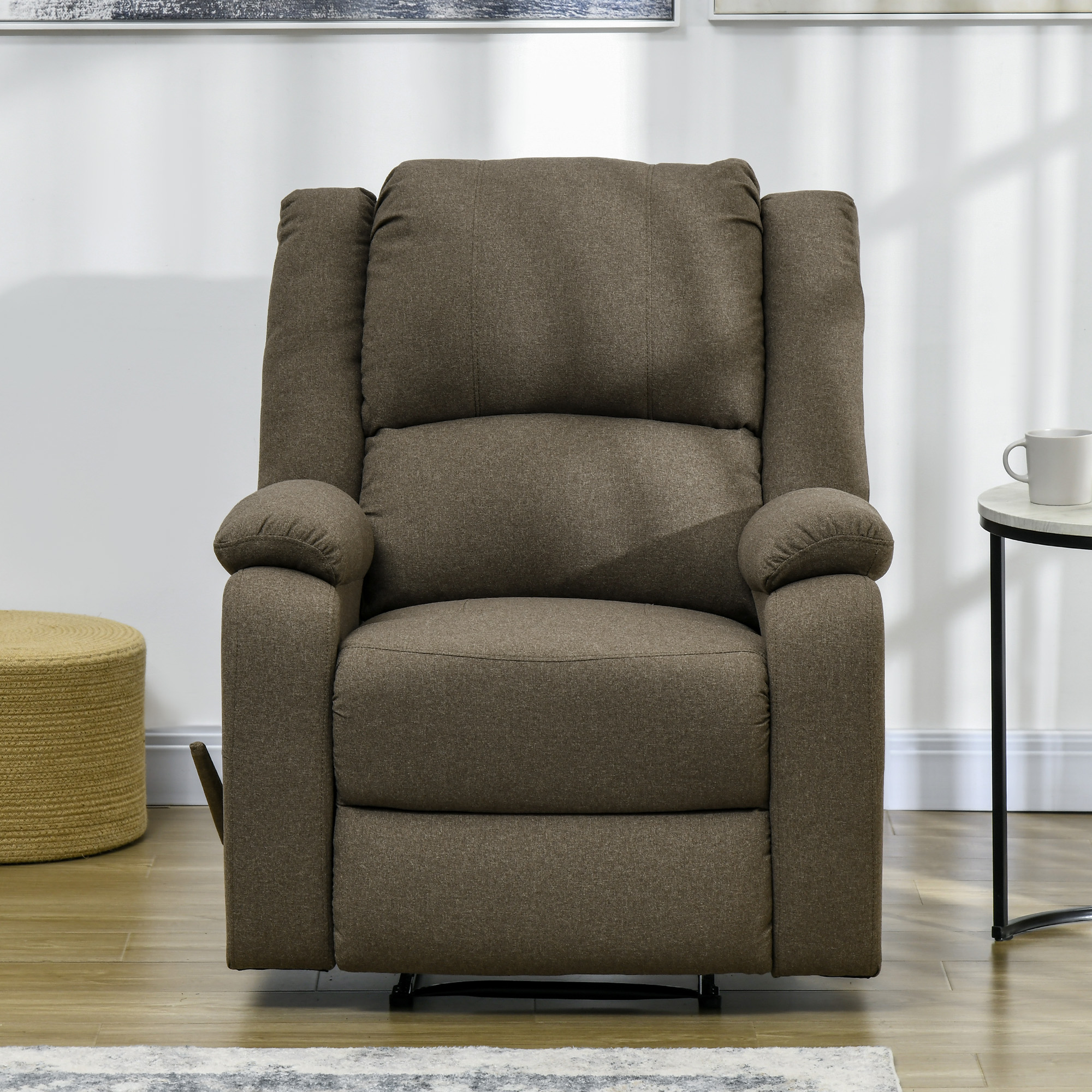 Relaxsessel, Liegefunktion und Fußstütze, verstellbar, bis 150 kg, Stahlrahmen, 90 x 96 x 98 cm, Braun