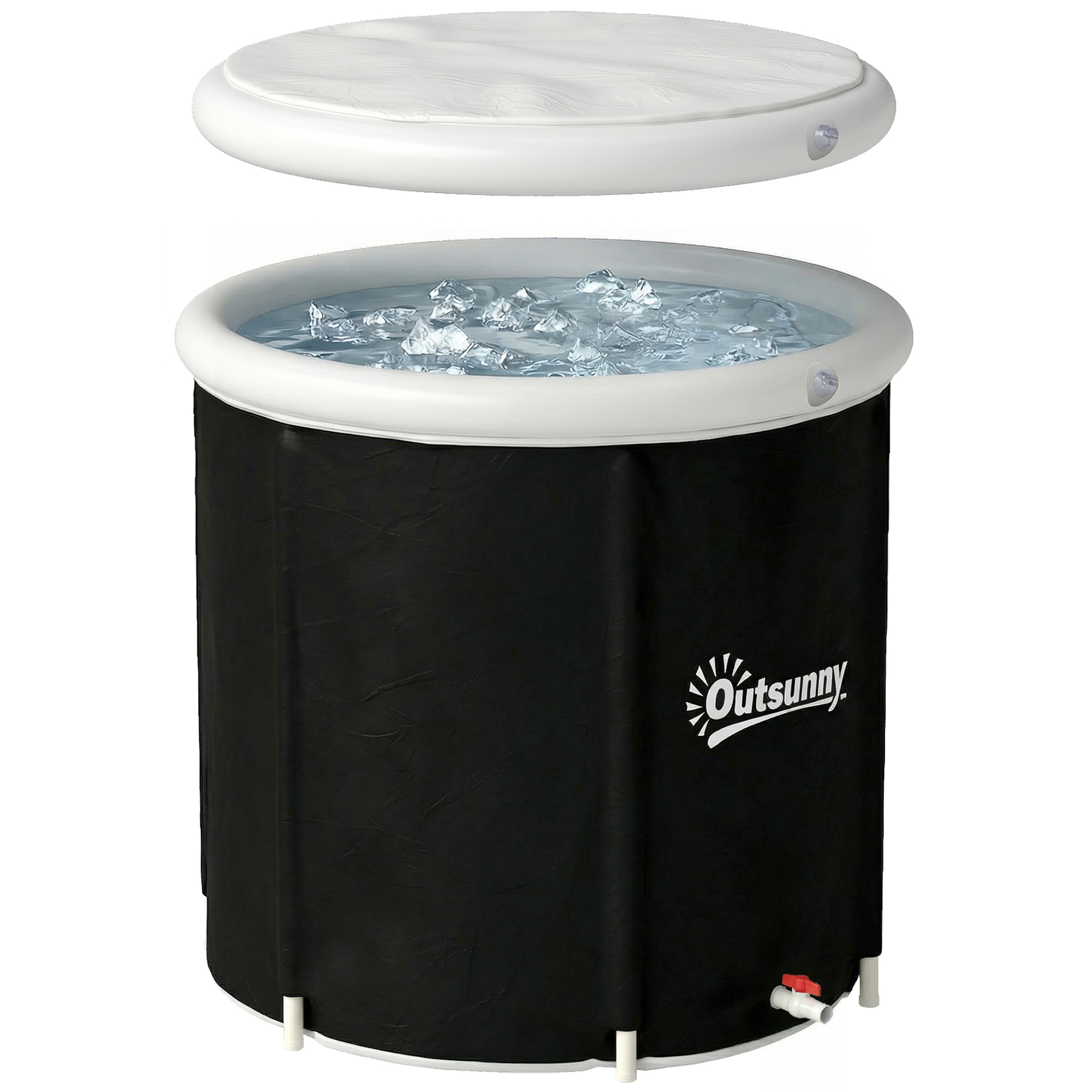 Eisbad Ø78 cm Faltbare Eisbadewanne aufblasbare tragbare Eistonne 280L mit 3 Isolierschichten Abdeckung, Schwarz