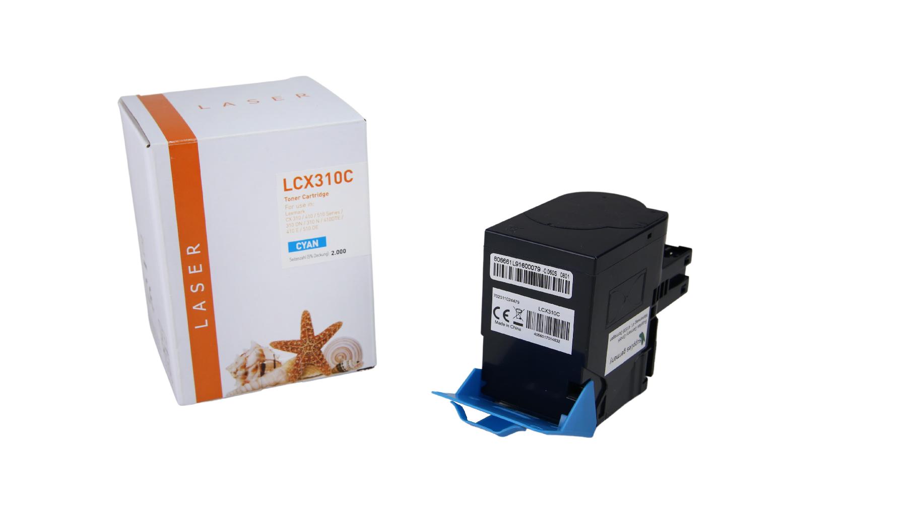 CX310C alternativ Toner Cyan für Lexmark  / 80C2SCO / 2.000 Seiten