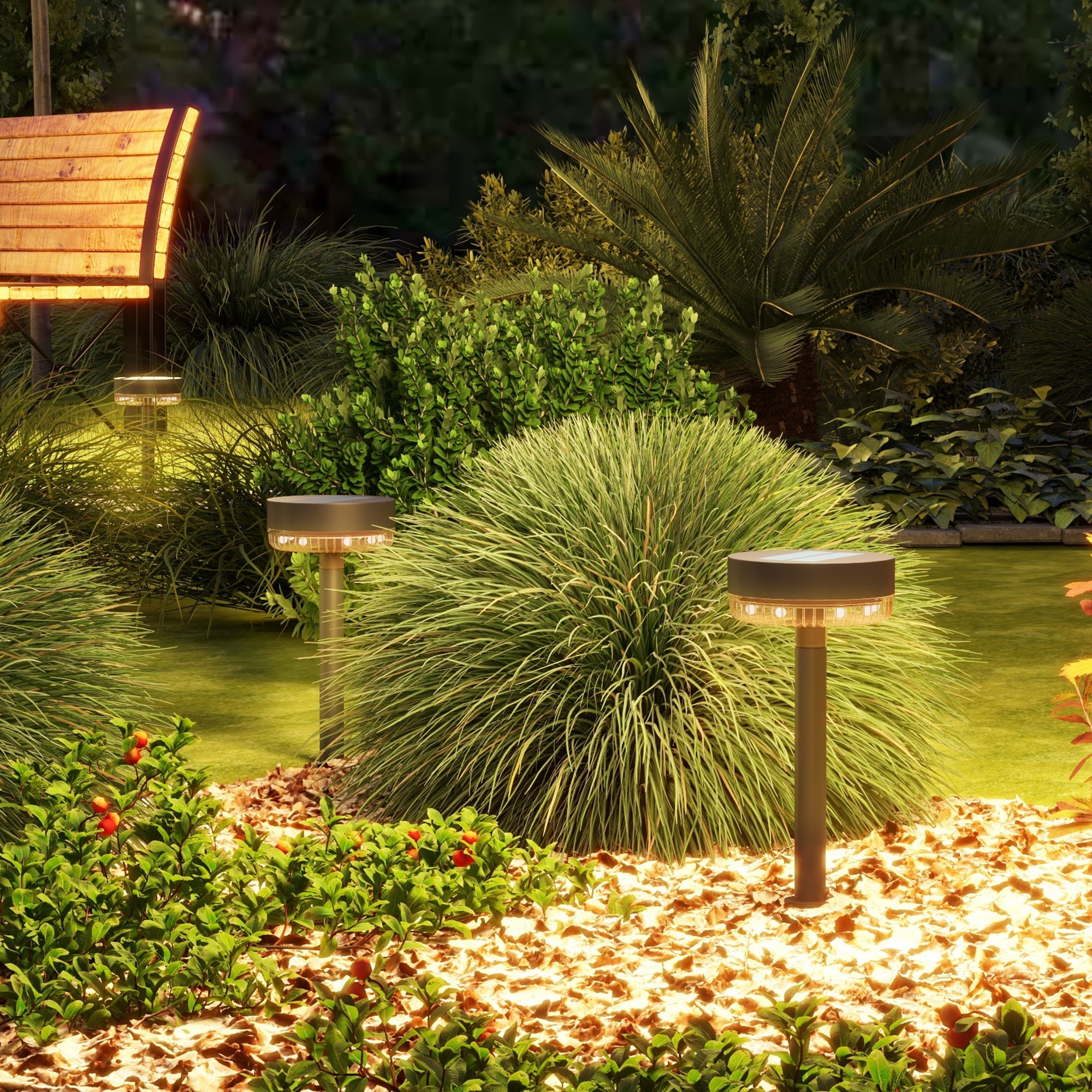 Solar Gartenleuchten, wasserdicht, Warmweiß LED, 10-12h Betriebszeit, Schwarz