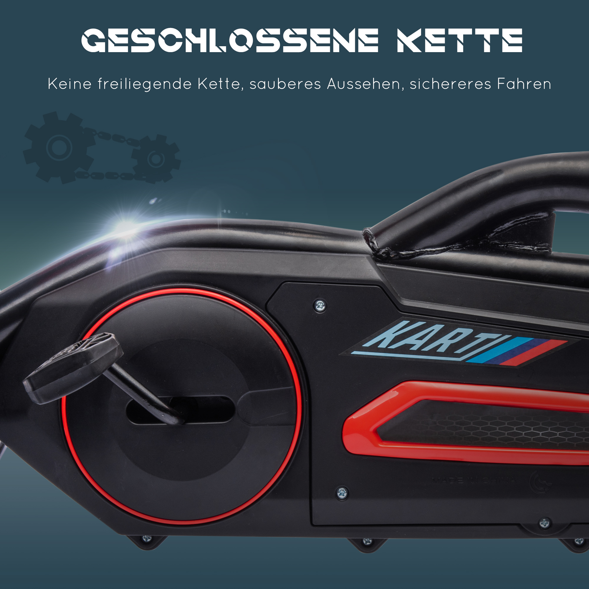 Go Kart Pedal Go Kart Rückwärts-uns Vorwärtsgang, für Kinder von 3 bis 8 Jahren, Rot