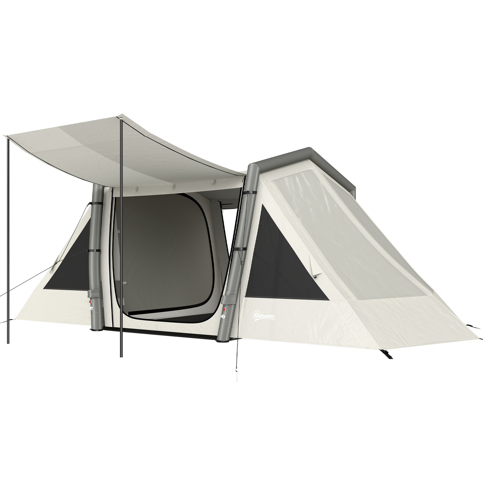 Aufblasbares Zelt 4 Personen Schneller Aufbau Outdoor Zelt für Camping mit 2 Schlafzimmern Vorraum Fenster