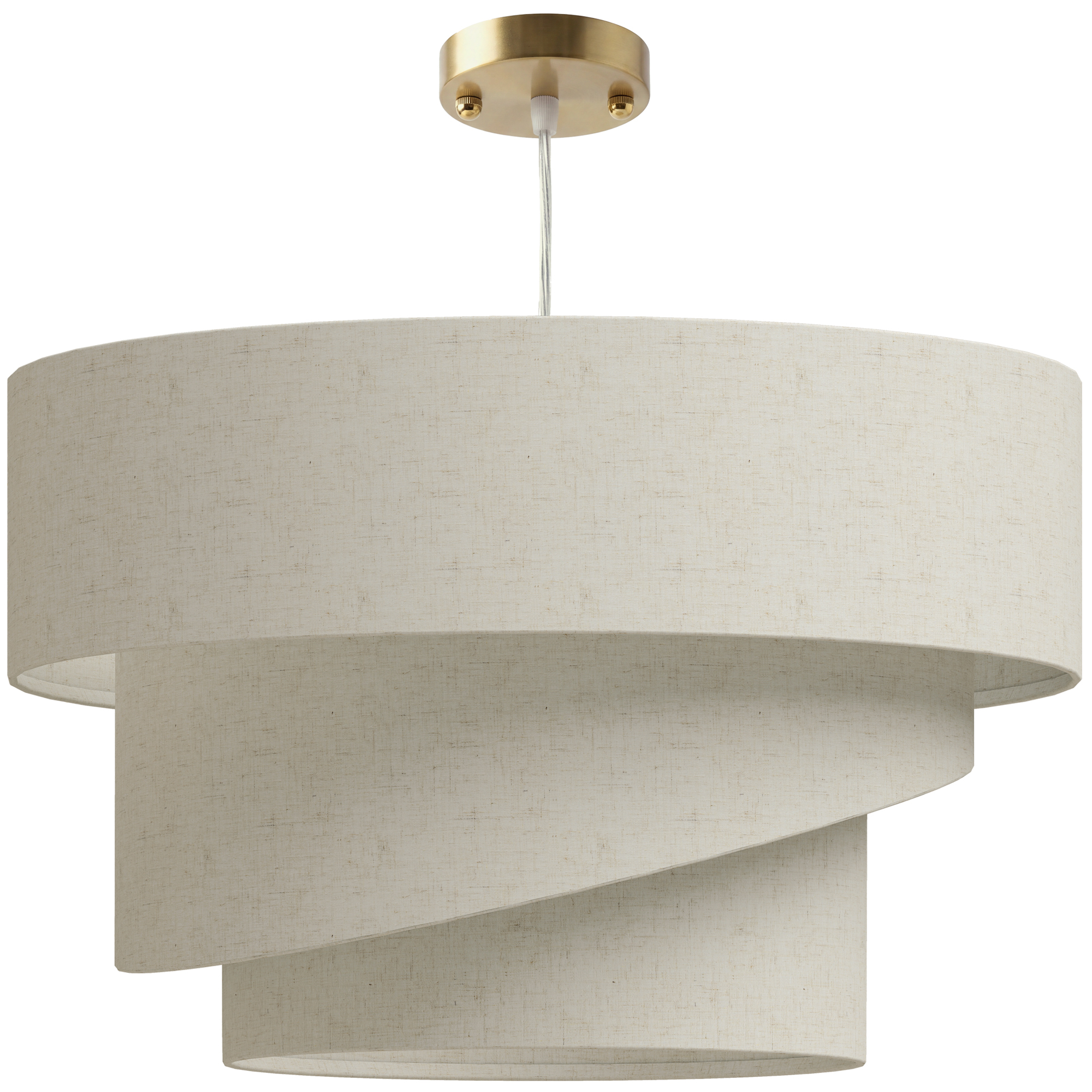 Pendelleuchte mit 3 Leinenschirmen, moderne Deckenlampe höhenverstellbar, Beige, Leuchtmittel nicht enthalten