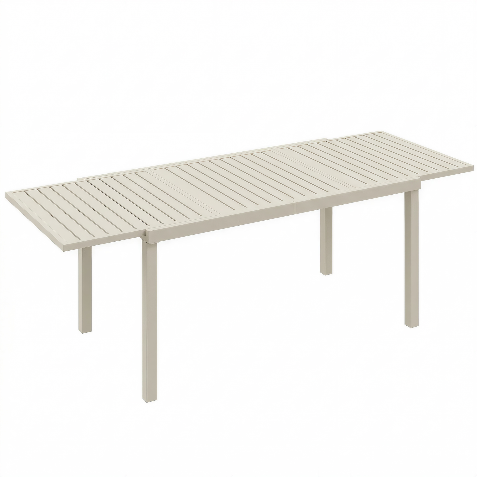 Gartentisch Ausziehbarer 150/225 x 85 cm Aluminium Esstisch für 6-8 Personen, Rechteckig Lamellenoptik
