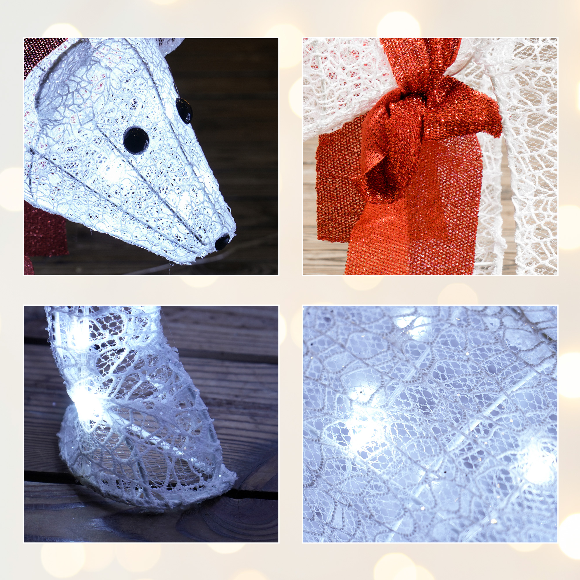 2-teilige Eisbären-Weihnachtsdekoration, 140 weiße LEDs, Wasserfest, Timer, für drinnen und draußen