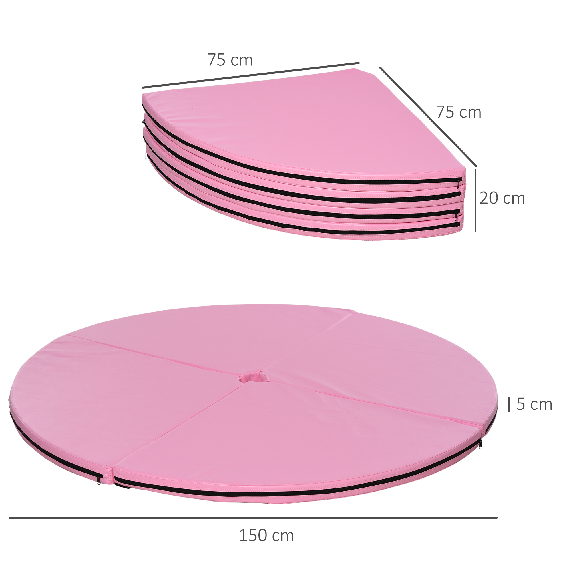 Pole-Dance-Matte, 5 cm dicke runde Kunststoff-Matte für Pole-Dance-Übungen, Gymnastik, Yoga, Rosa