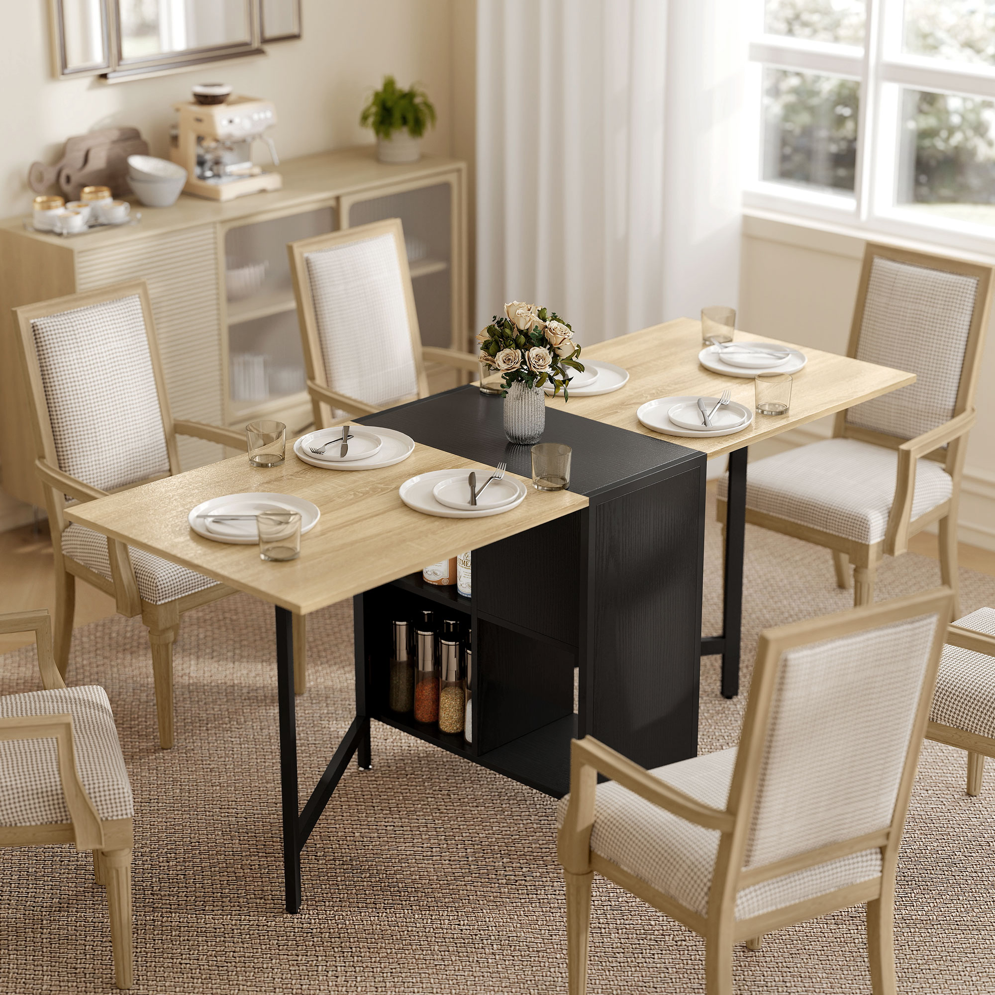 Klapptisch Esstisch Beistelltisch Eiche Metallrahmen Küche Wohnzimmer Dunkelholzfarbe+Schwarz
