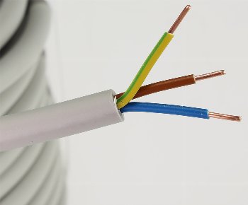 Stromleitung "NYM-J", 50m, isoliert / 3G1,5, grau, Außen-Ø 8,2mm, Ring