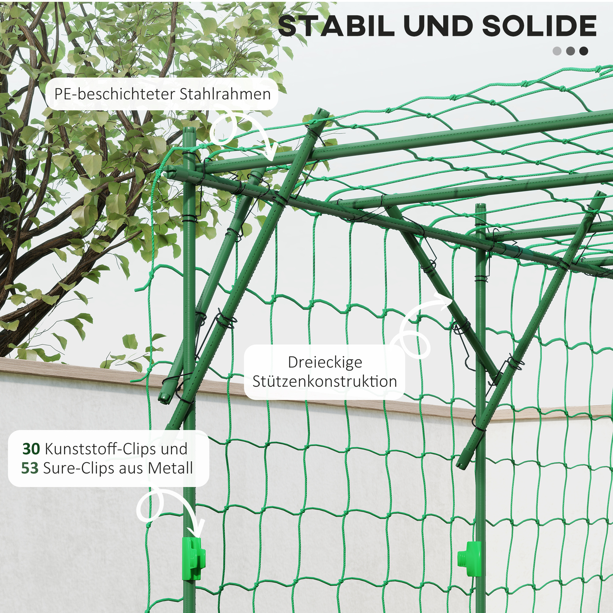 Rankgitter aus Stahl zum Stecken rostfrei Rankhilfe für Kletterpflanzen Spalier 223 x 223 x 223 cm Rosenbogen Grün