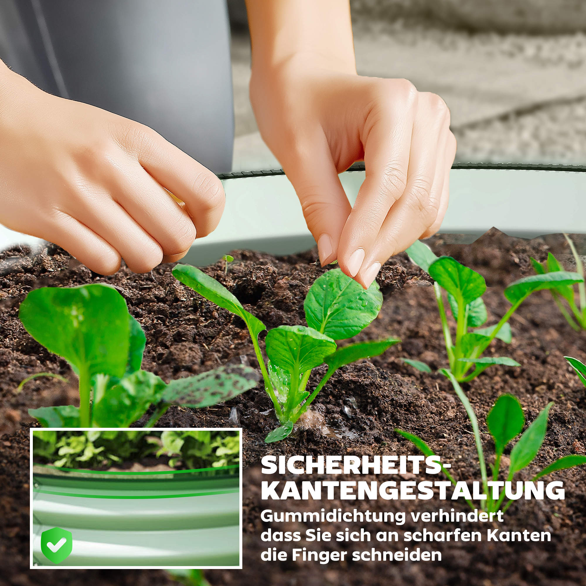 2er-Set Verzinkte Pflanzkübel, Ø60 x 30H cm Blumentöpfe mit offenem Boden für verschiedene Pflanzen, Grün