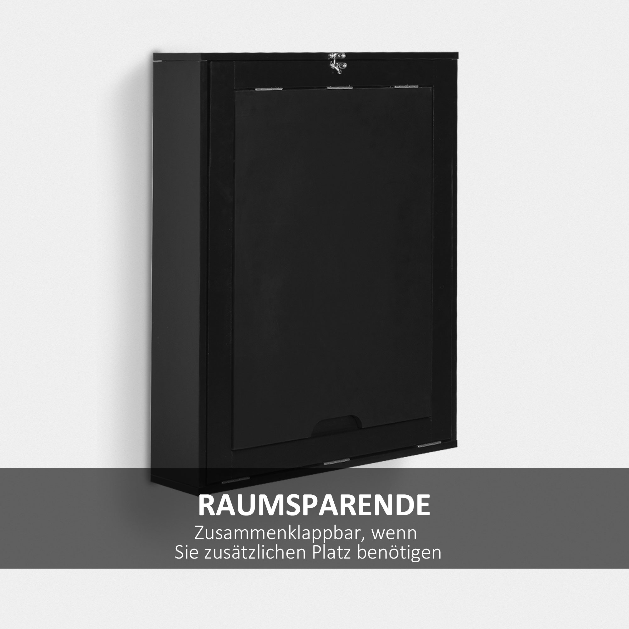 Wandklapptisch Wandschreibtisch, inkl. Schreibtafel, 60 cm x 94,5 cm x 147 cm, Schwarz