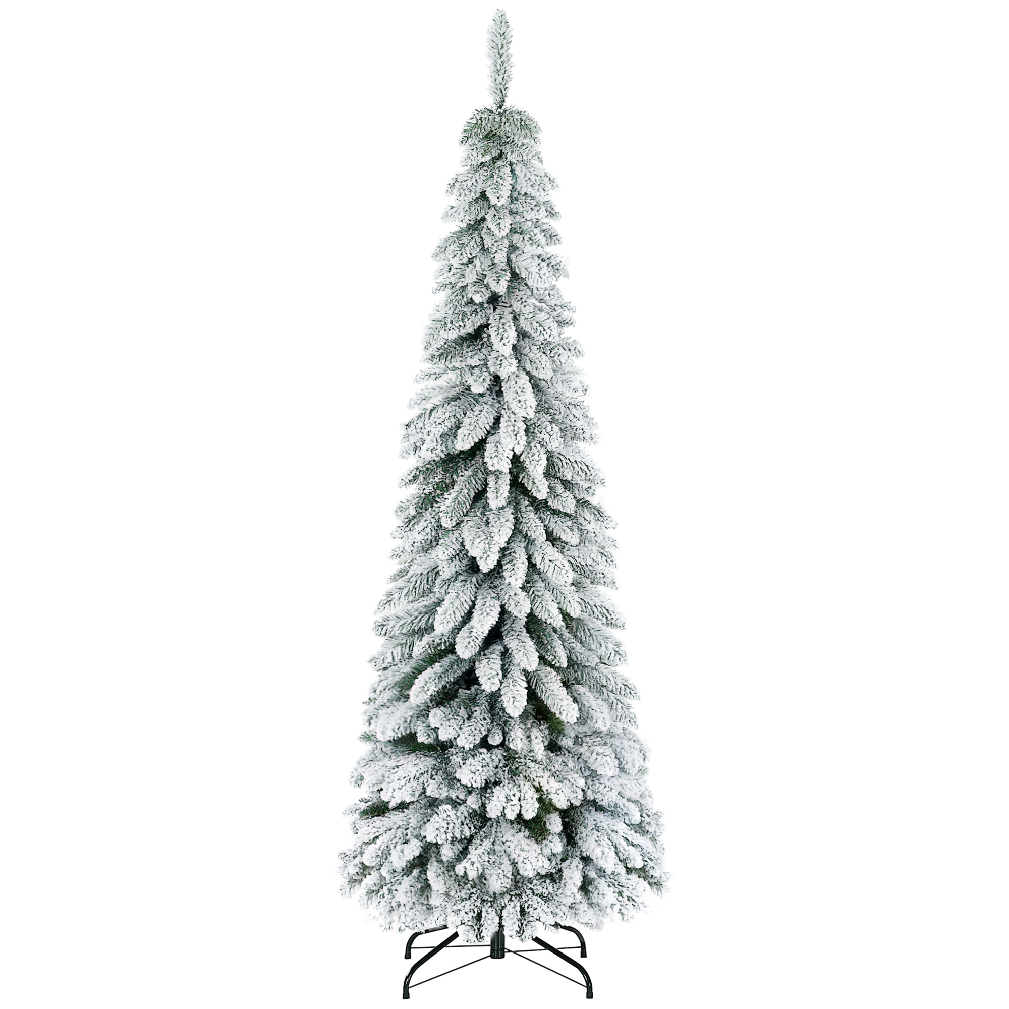 Künstlicher Weihnachtsbaum, 1,80 m, mit 523 Zweigen, Kunstschnee, lebensechtes Aussehen, schlanke Form