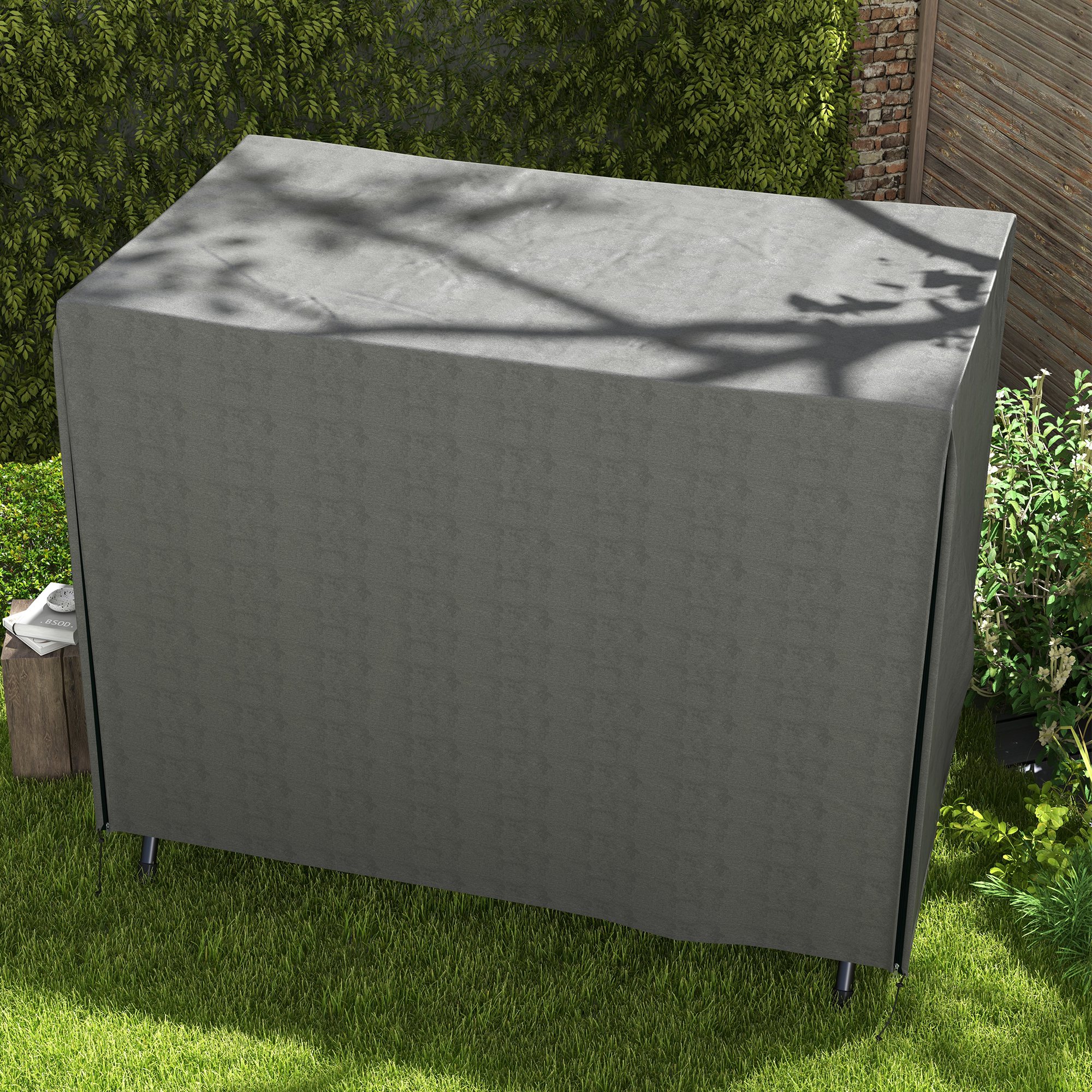 Abdeckung für Gartenschaukel, Schutzhülle für Hollywoodschaukel, Abdeckhaube, wasserfest, 205 x 124 x 164 cm, Dunkelgrau