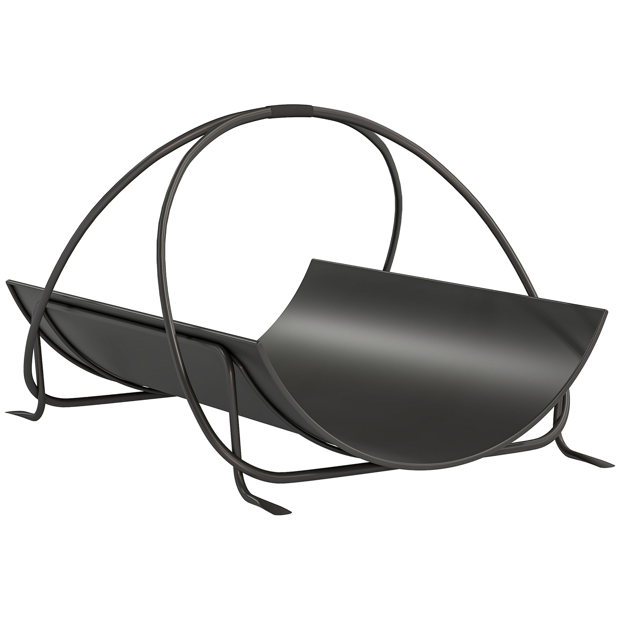 Kaminholzregal für innen 51 x 38 x 33cm geometrische Brennholzregal mit Griff aus Metall, Schwarz