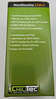 Außen-Wandleuchte "CTW-2", für 2x GU10, IP44, Edelstahl poliert