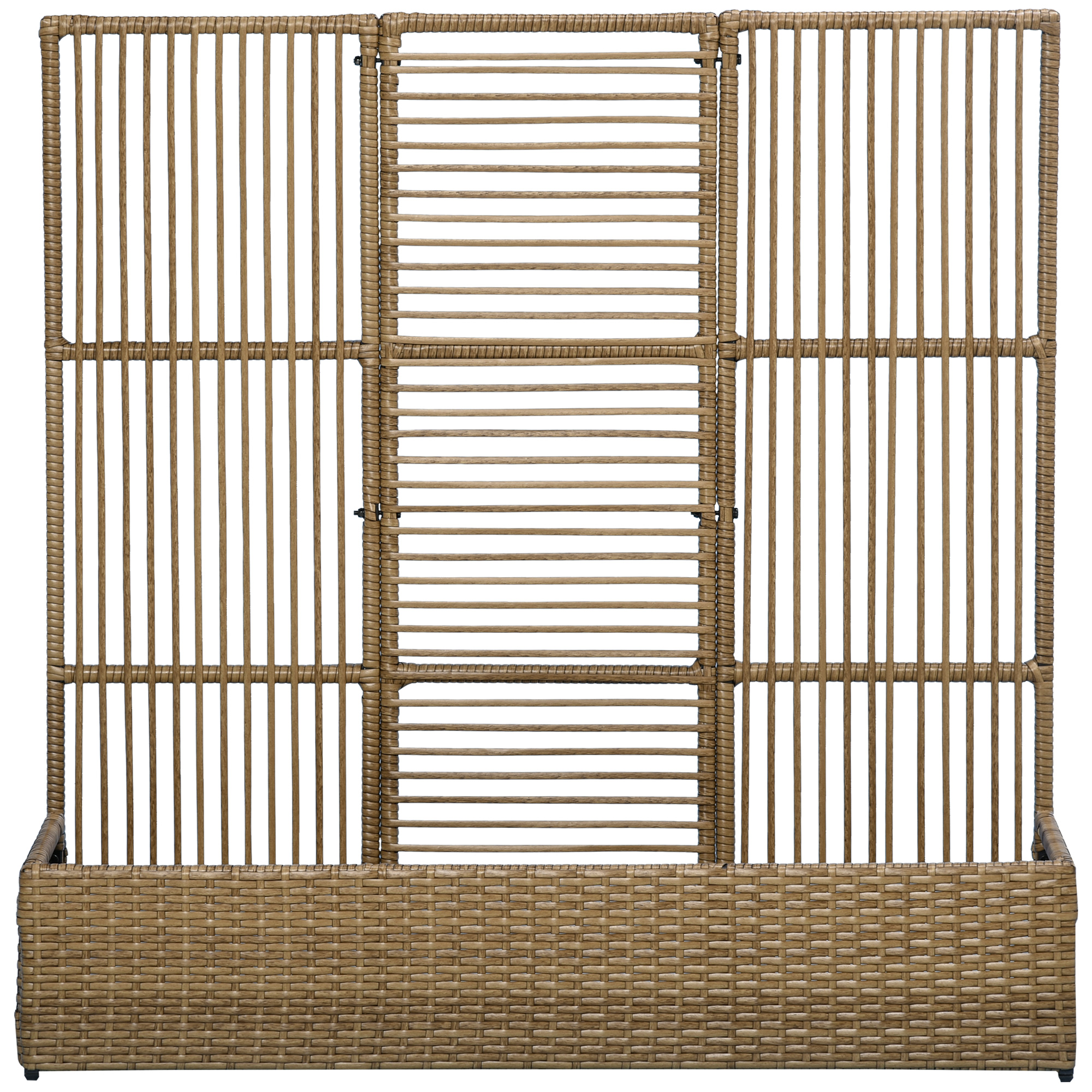Blumenkasten mit Spalier, wetterfest, Polyrattan, 103 x 103 x 29 cm, Sandfarbe