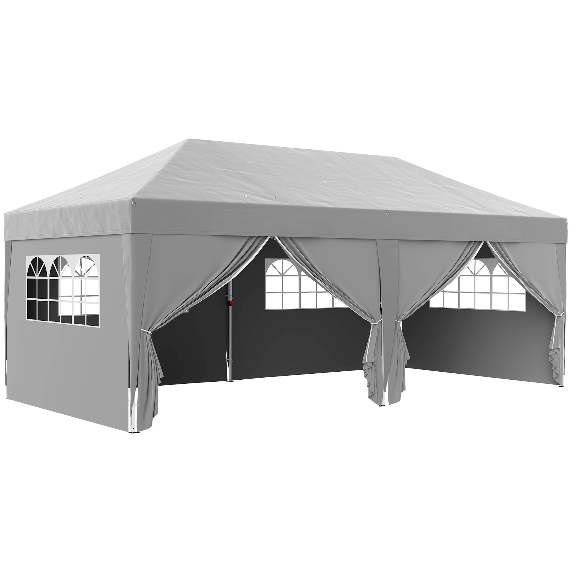 Pavillon ca. 6x3m Stabil Winterfest Pop-up Faltpavillon mit Fenster Reißverschlusstür Seitenteilen UV Schutz