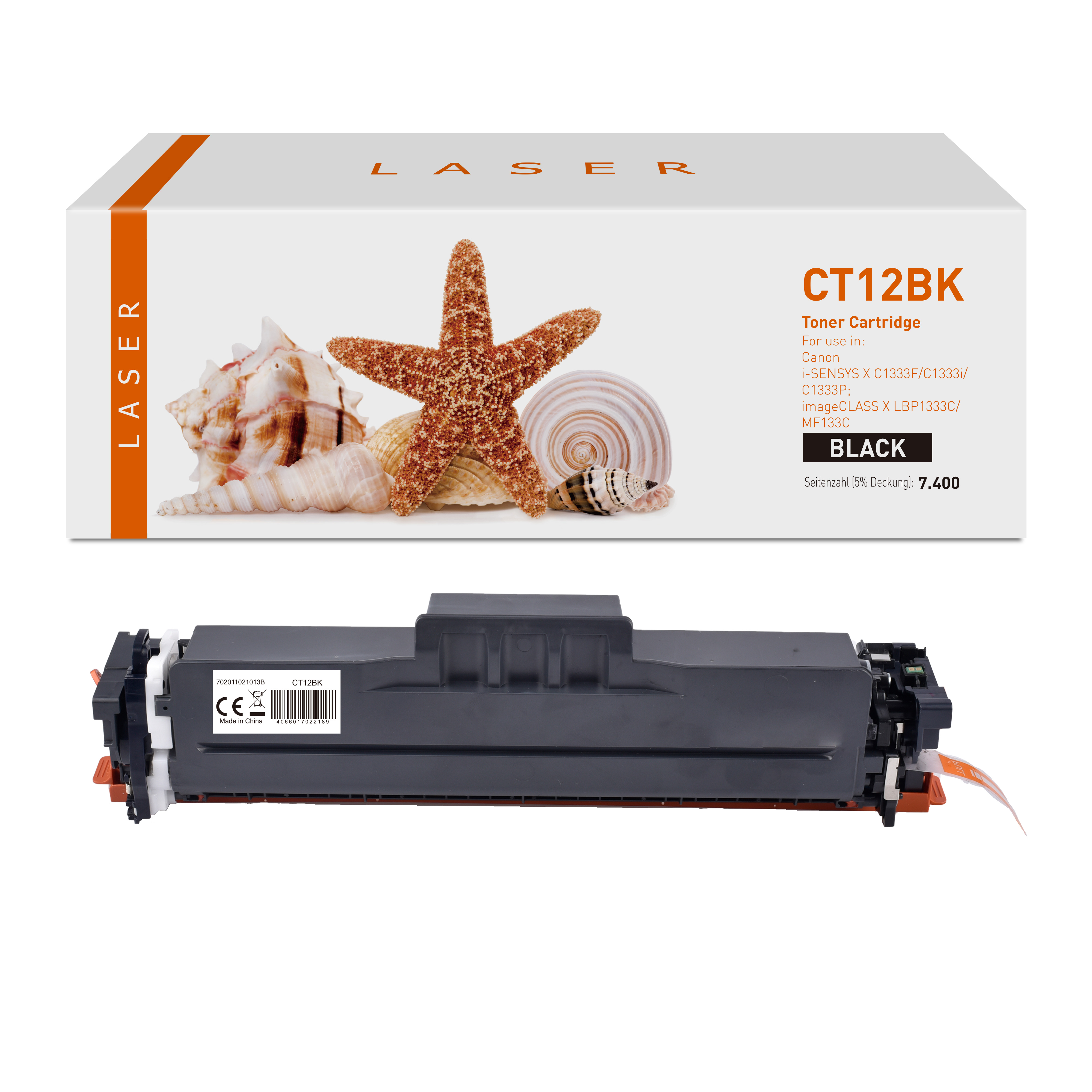 T12BK alternativ Toner black für Canon / 5098C006 / 7.400 Seiten