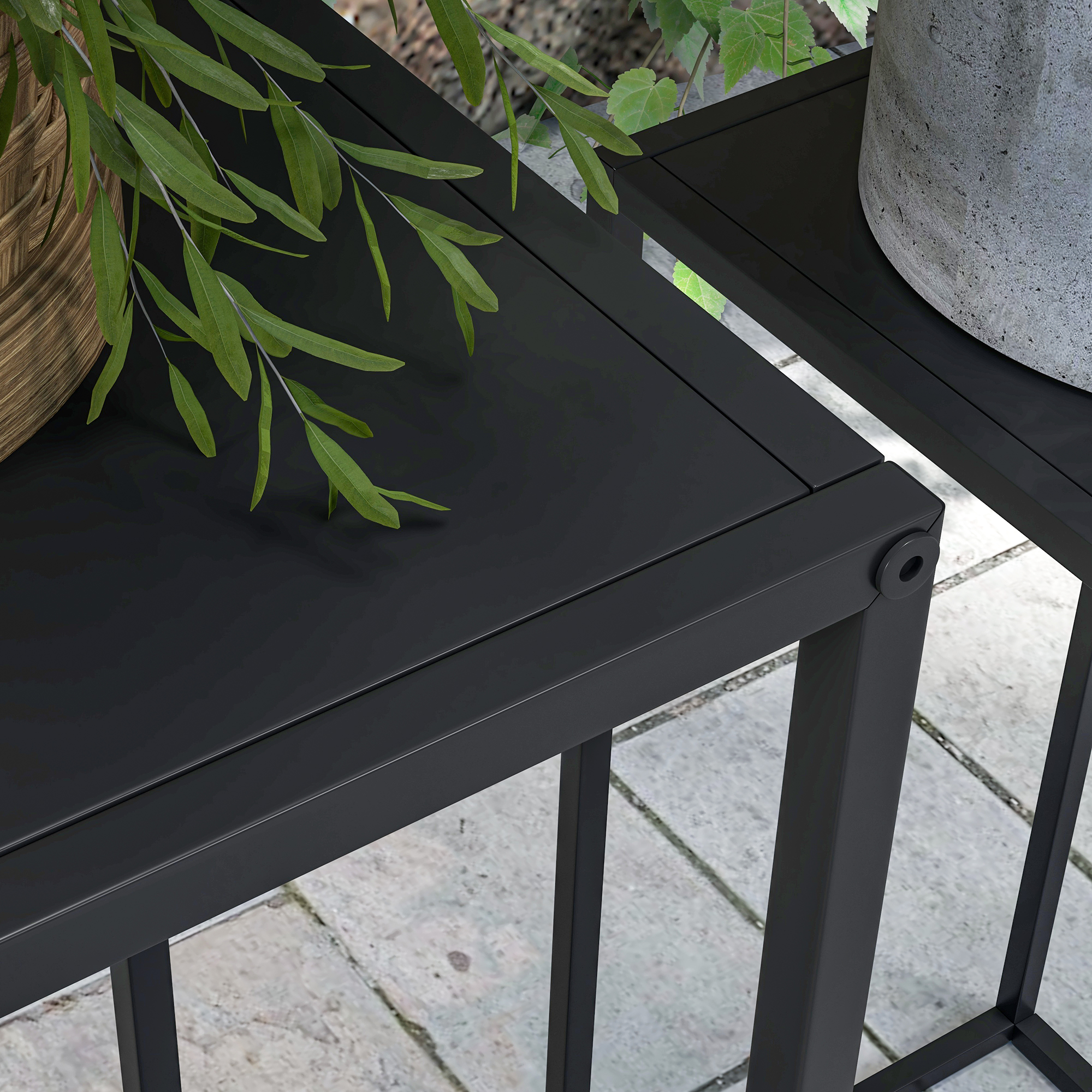 Blumenständer, 2er-Set, Skandinavisches Design, Metallrahmen, 58,5/65cm Höhe, Schwarz