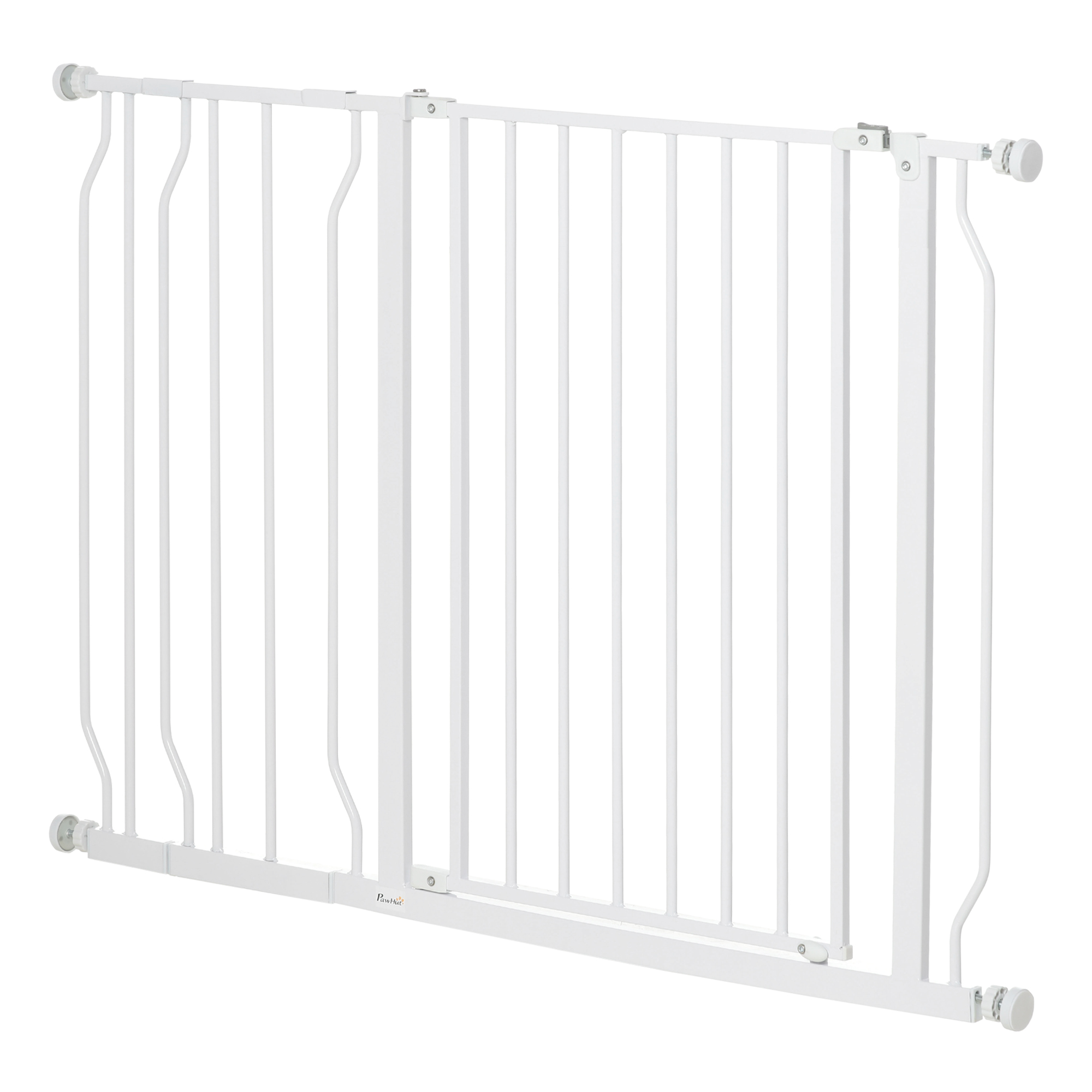 Hunde-Absperrgitter, Klemmmontage, verstellbare Länge, Stahl/ABS, 75-115 x 76cm, Weiß