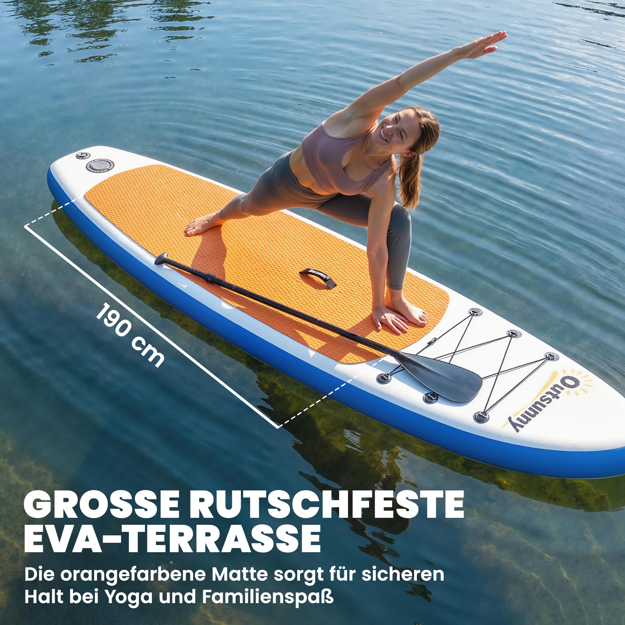 Stand Up Paddling Board Set Aufblasbar 305cm SUP Board mit Aluminium-Paddel abnehmbarer Finne Fußschlaufe