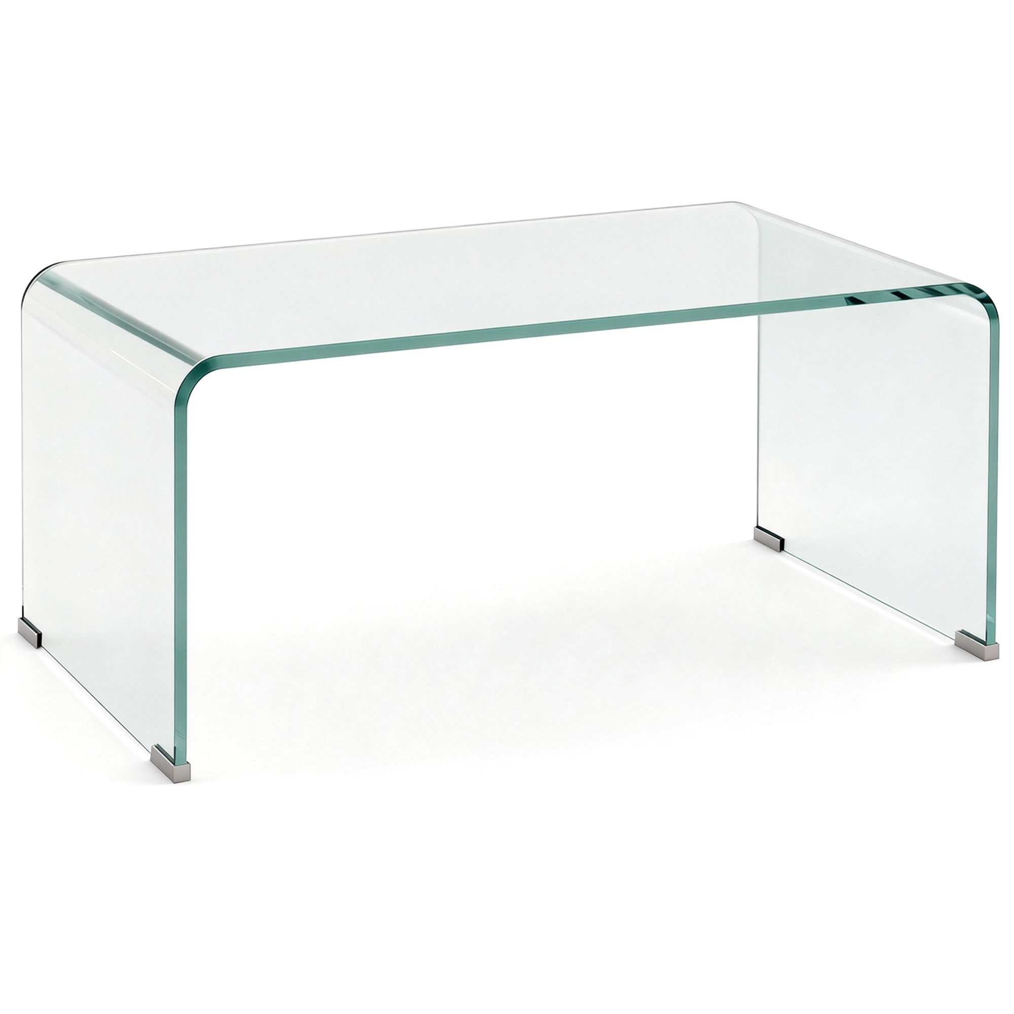 Stabiler Couchtisch aus Glas, einteiliges Design, schlicht und modern, 80 x 45 x 35 cm, Transparent