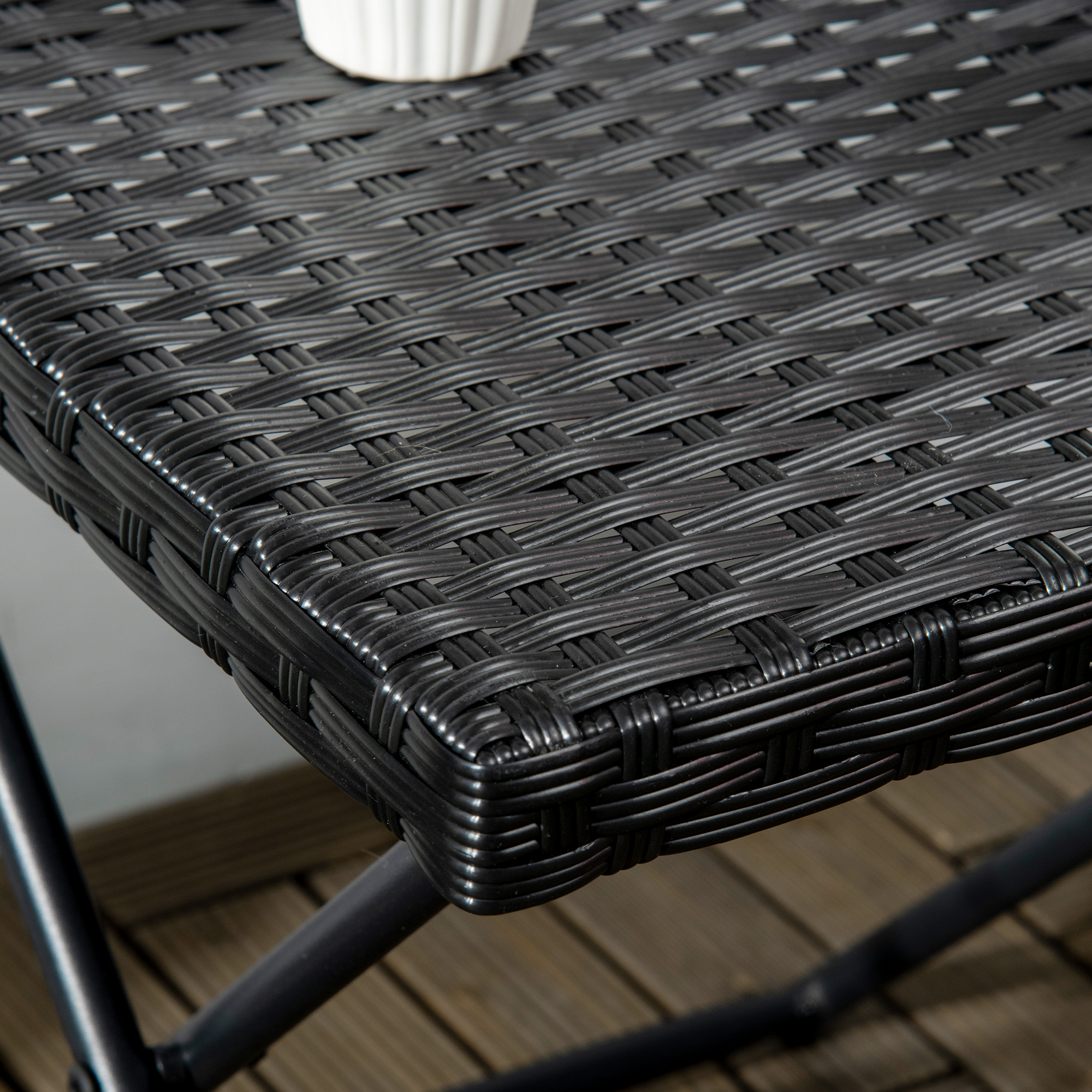 Polyrattan Balkontisch, klappbar, Stahlrahmen, pflegeleicht, 40x40x40 cm, Schwarz