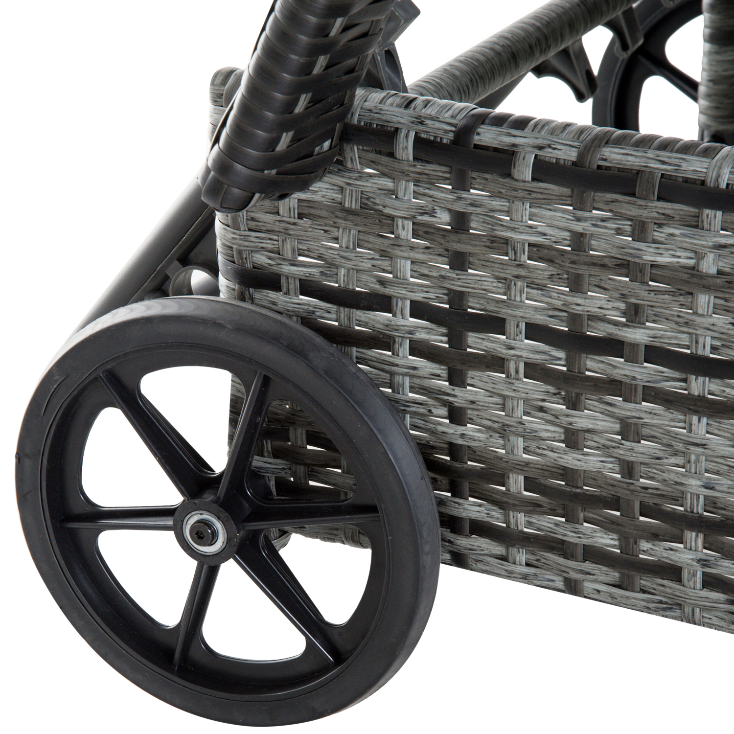 Sonnenliege Gartenliege Tisch 3er-Set Gartenmöbel, Polyrattan+Metall Grau