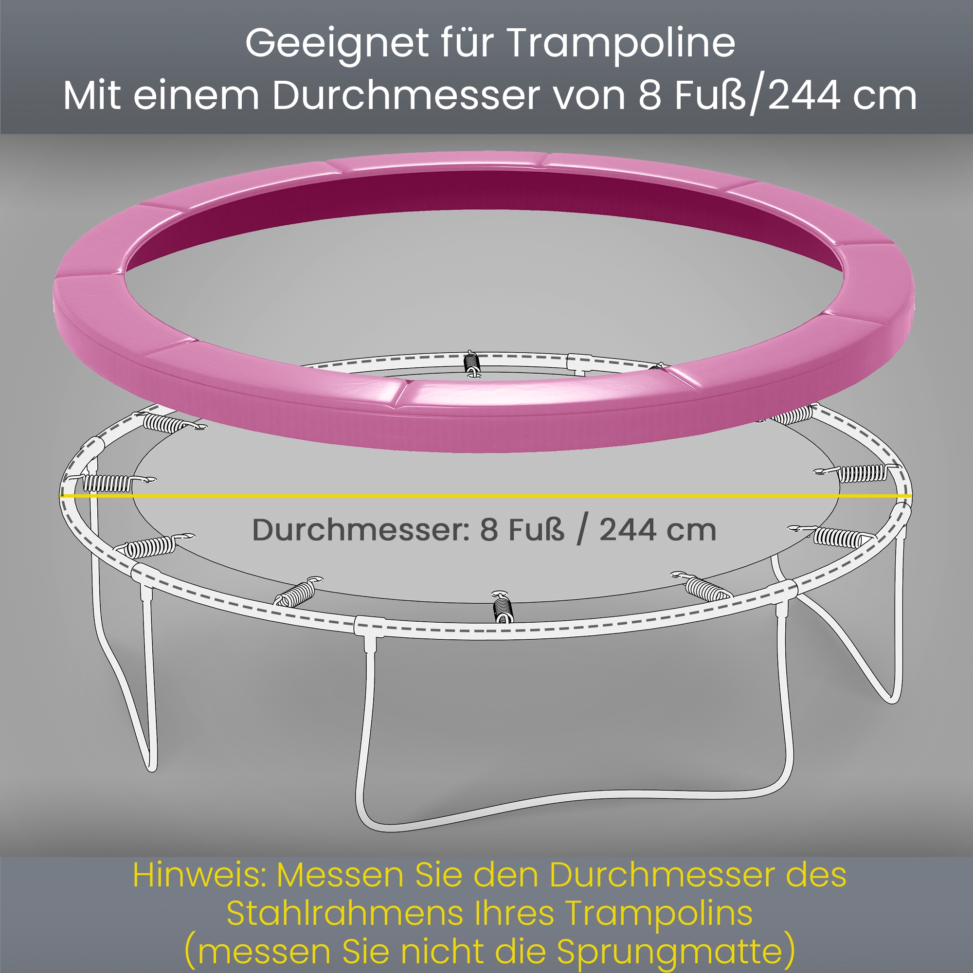 Ersatz-Randabdeckung für Trampoline, wasserfest, reißfest, Ø244 cm, Rosa