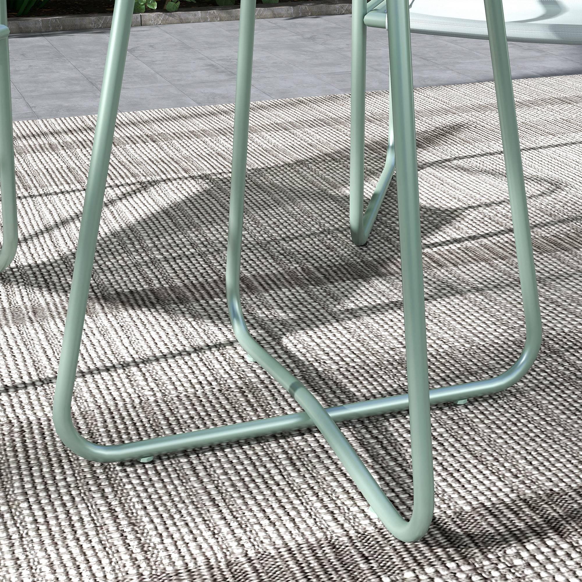 3-teiliges Gartenmöbelset, 2 Stühle mit atmungsaktivem Stoffbezug, 1 runder Tisch Ø60 cm, Grün