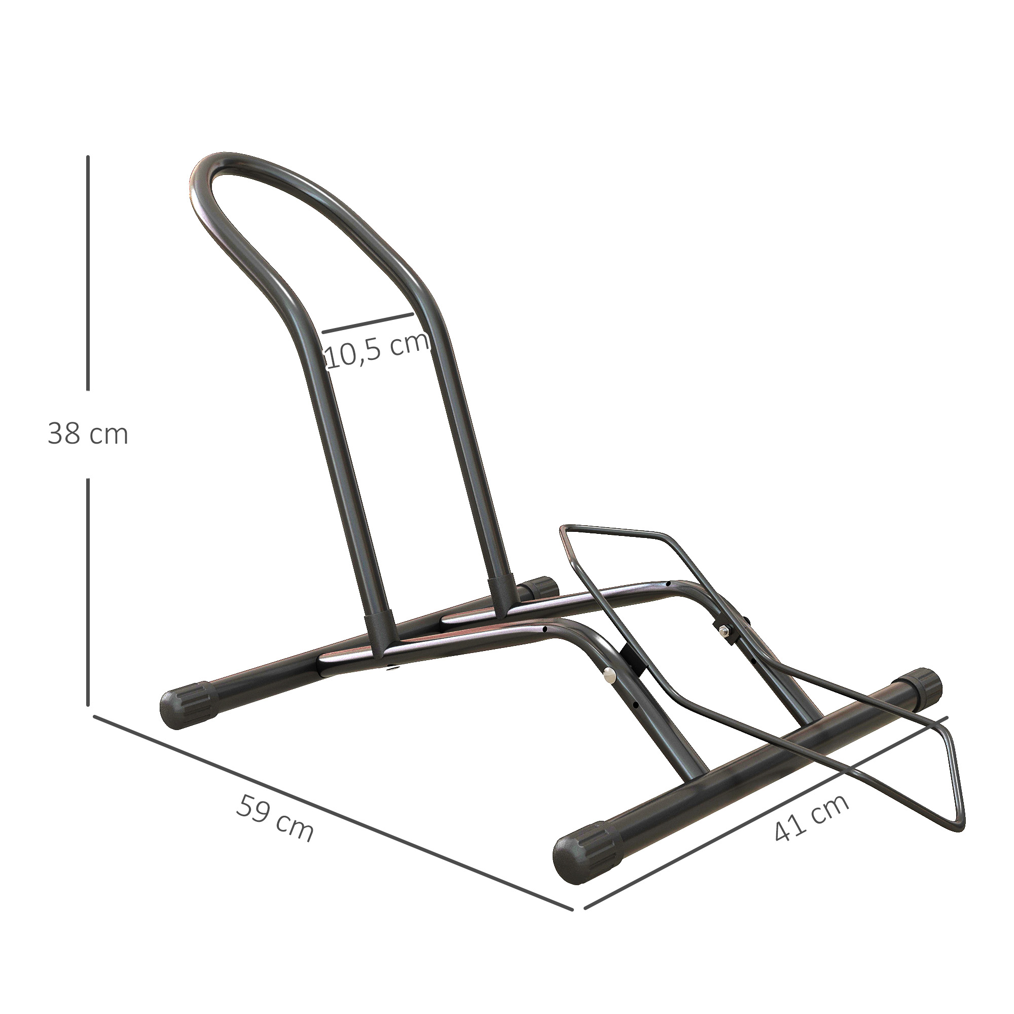 Fahrradständer für Fahrräder Stahl Fahrradhalter mit 85 mm Reifenbreiten freistehender 59 x 41 x 38 cm Schwarz