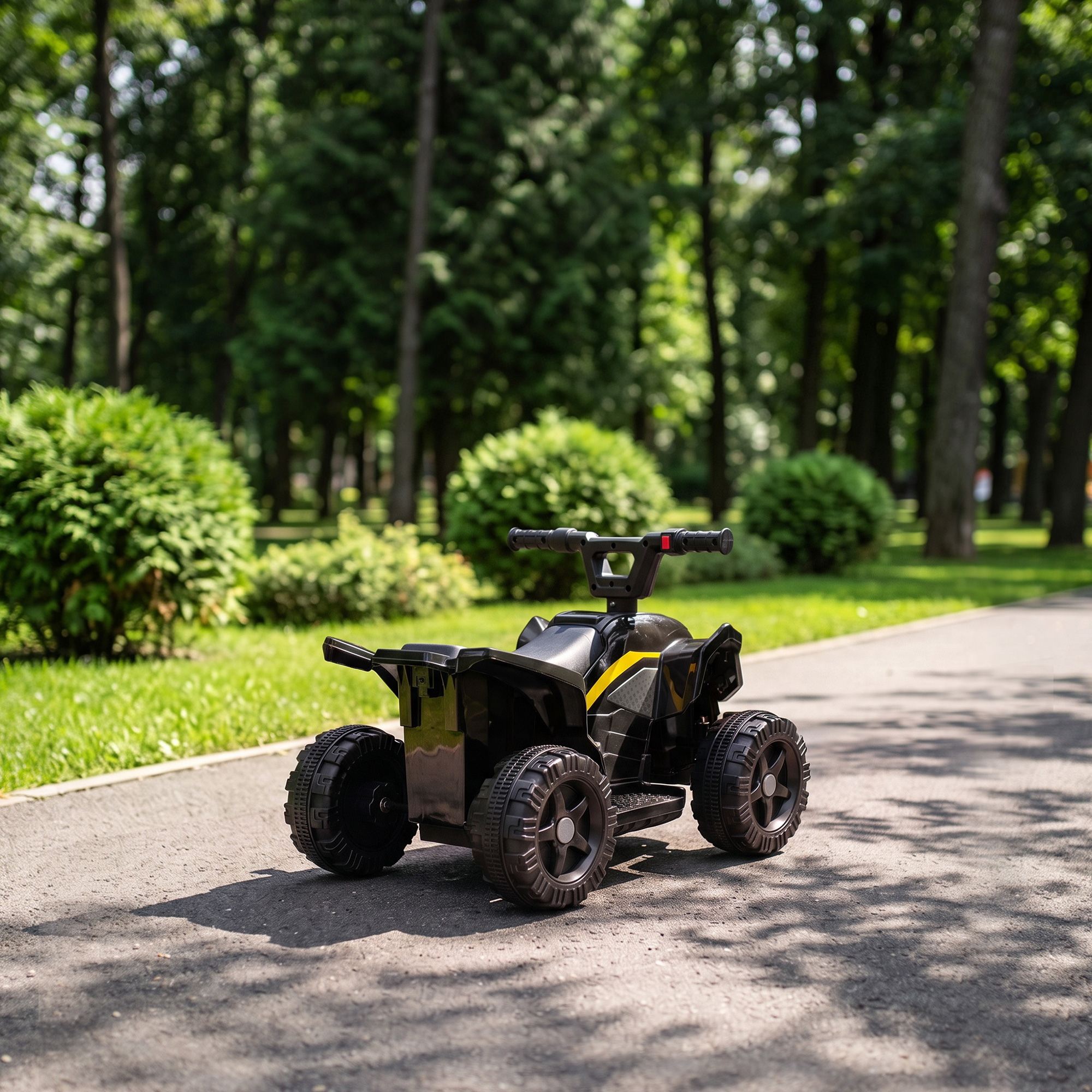 Kinder Quad Elektro 6V Kinderquad mit Lithium-Akku Vorwärtsfunktion Lenkerknopf-Steuerung 1,5-2 Jahre Schwarz