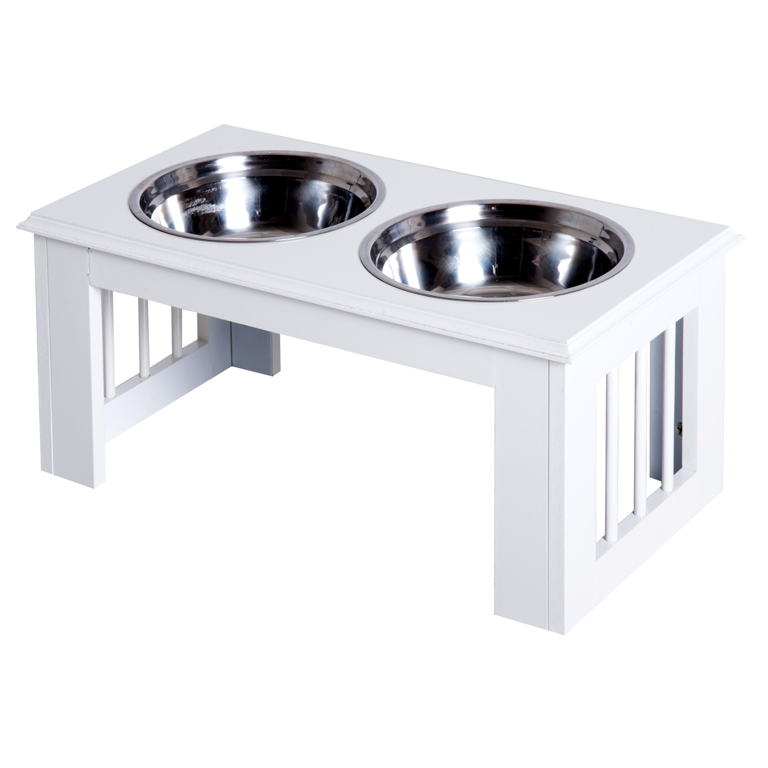 Hunde-Futterstation, rutschfest, 58,4 x 30,5 x 25,4cm, Weiß, 2L pro Napf