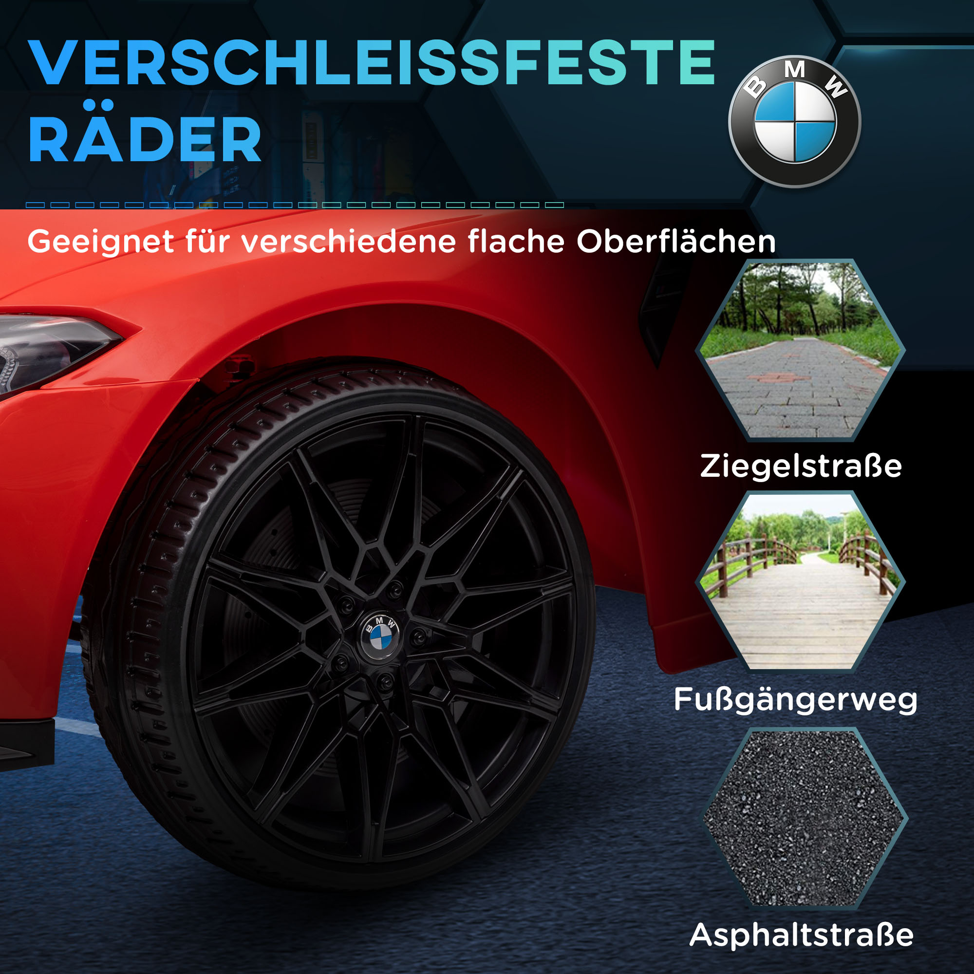 Elektro Kinderauto BMW M4, Sound & Licht, 3-5 km/h, inkl. Fernsteuerung, für 3-5 Jahre, Rot