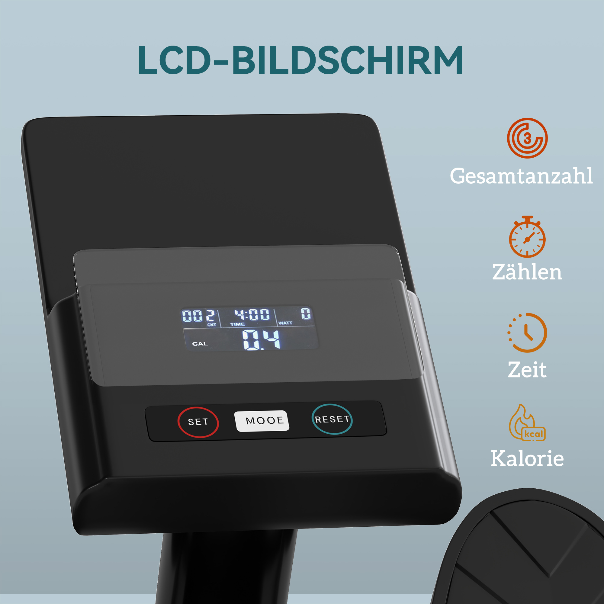 hydraulisches Rudergerät für Zuhause mit 12 Widerstandsstufen, mit LCD-Bildschirm und rutschfesten Pedalen Max. 130 kg