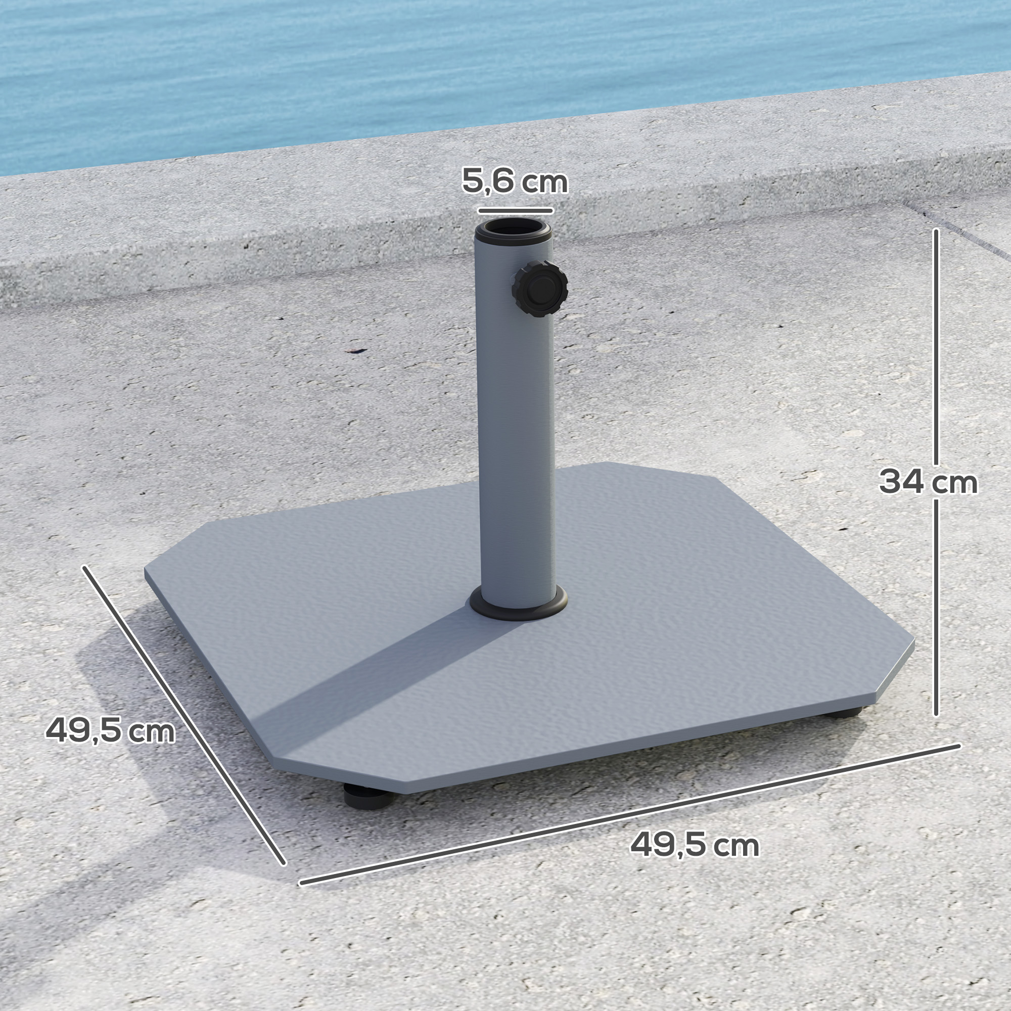 Sonnenschirmständer aus Metall 18,5 kg Schirmständer, Quadratisch Schirmhalter für Sonnenschirm 32/38/48mm
