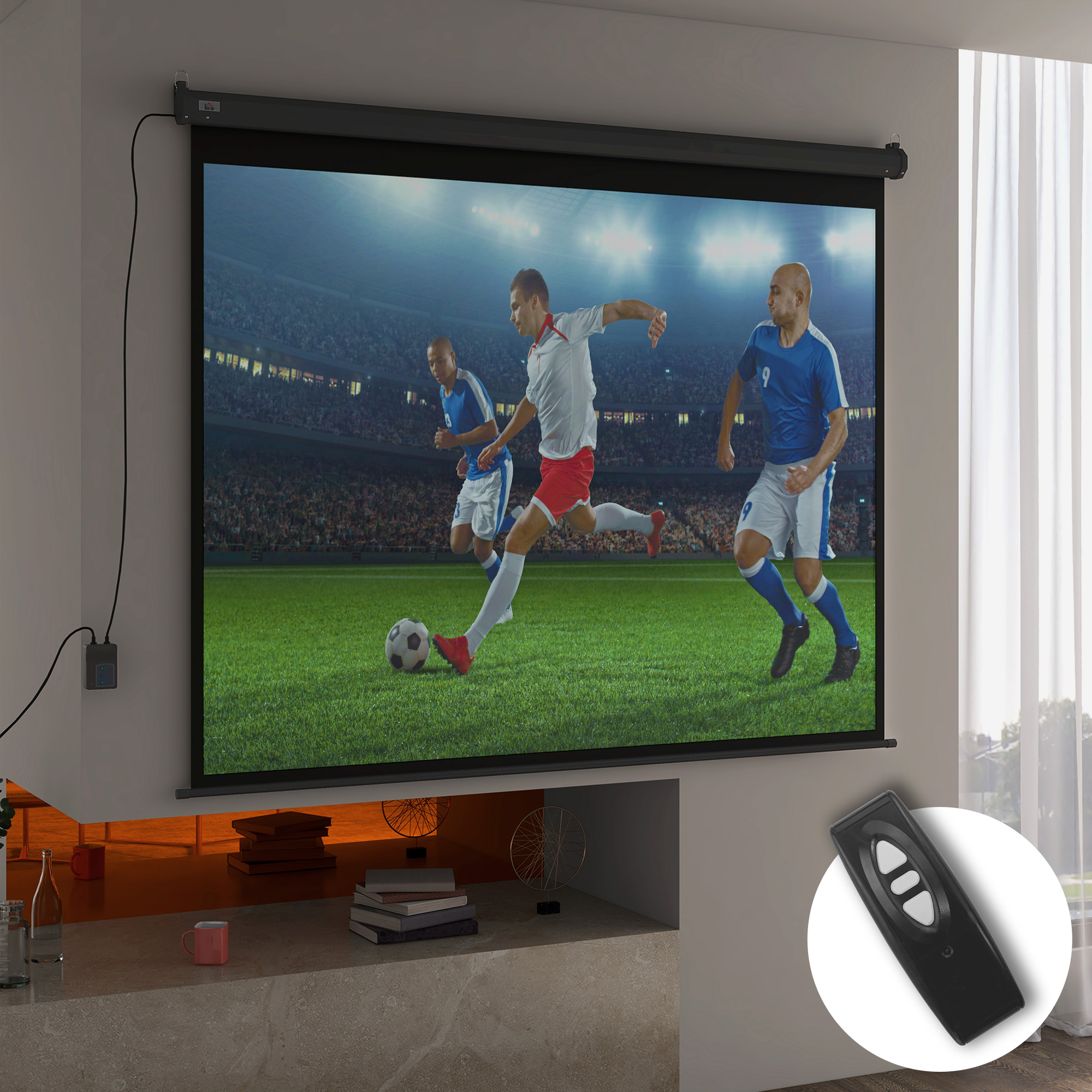 Beamer-Leinwand, Projektionsleinwand, 100 Zoll, 4:3, 203x152 cm, Schwarz